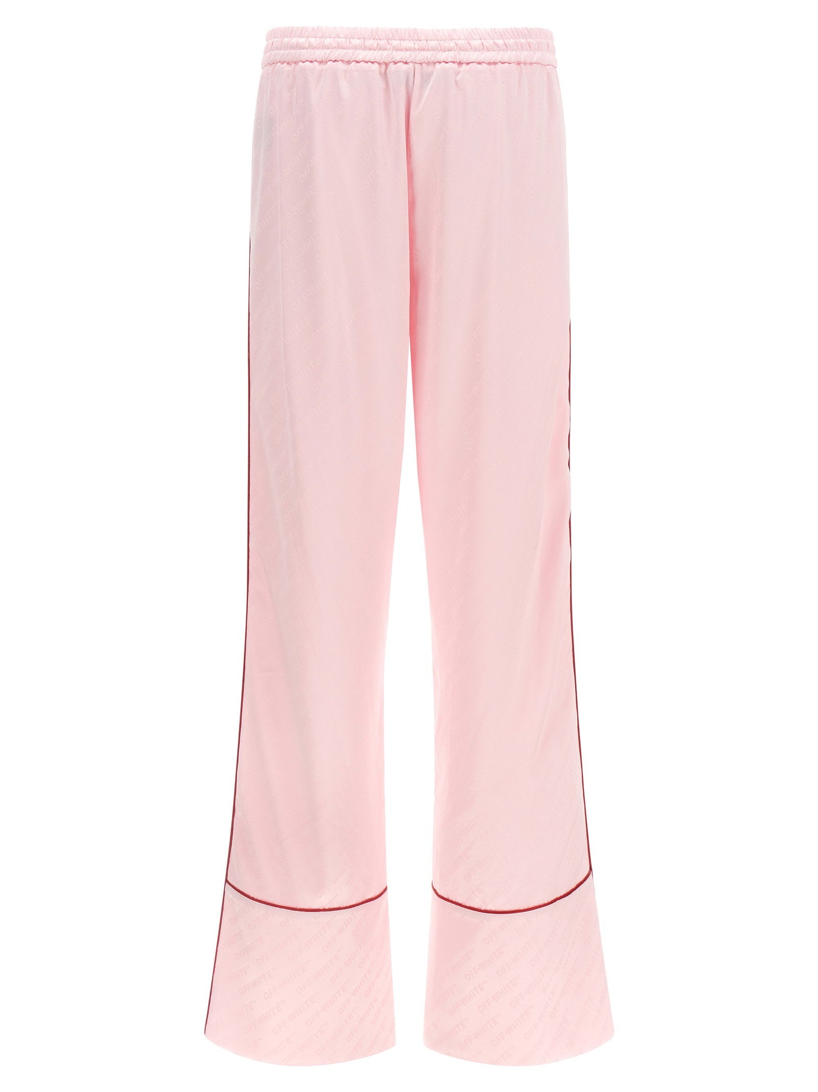 Off White Jacquard Satin Pajama Pants - view 2