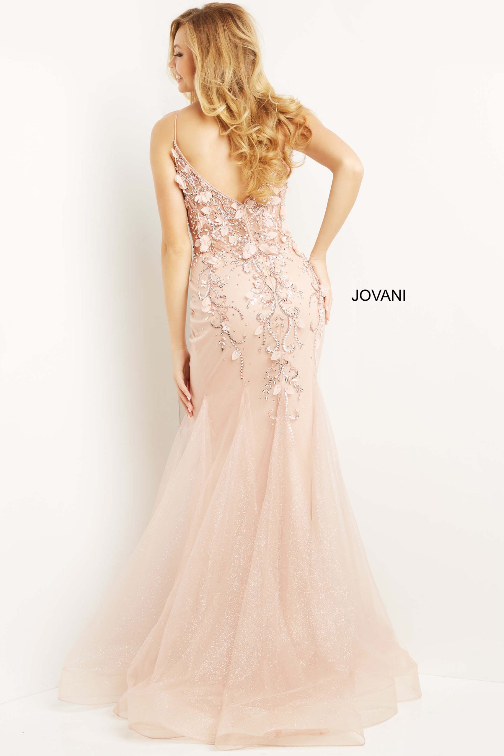 3D Floral Sleeveless Mermaid Dress by Jovani 05839 - view 5
