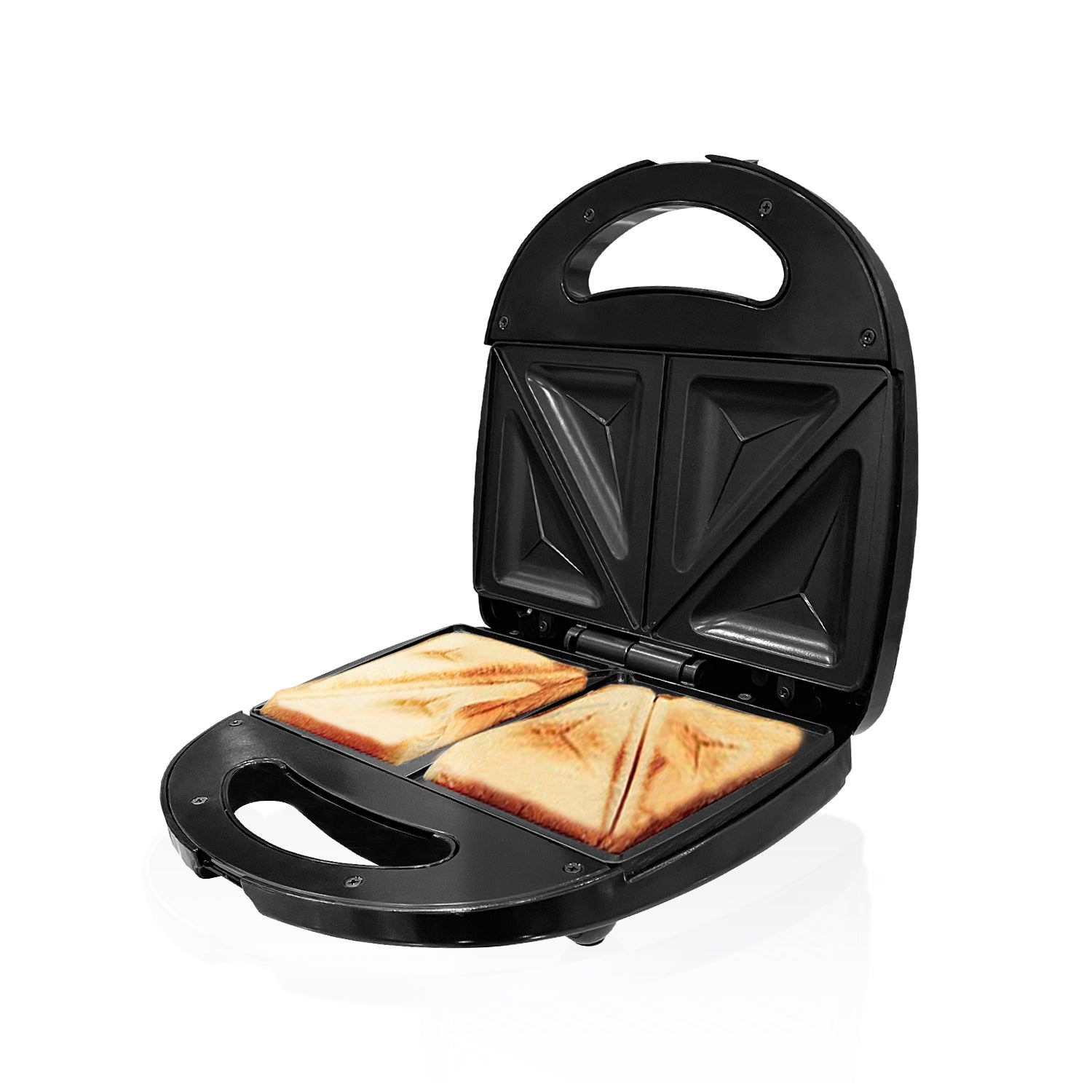 Candes Crunch Sandwich Toaster, 750 W with 4 Slice Non-Stick Toast (Black & Silver) (B2B)