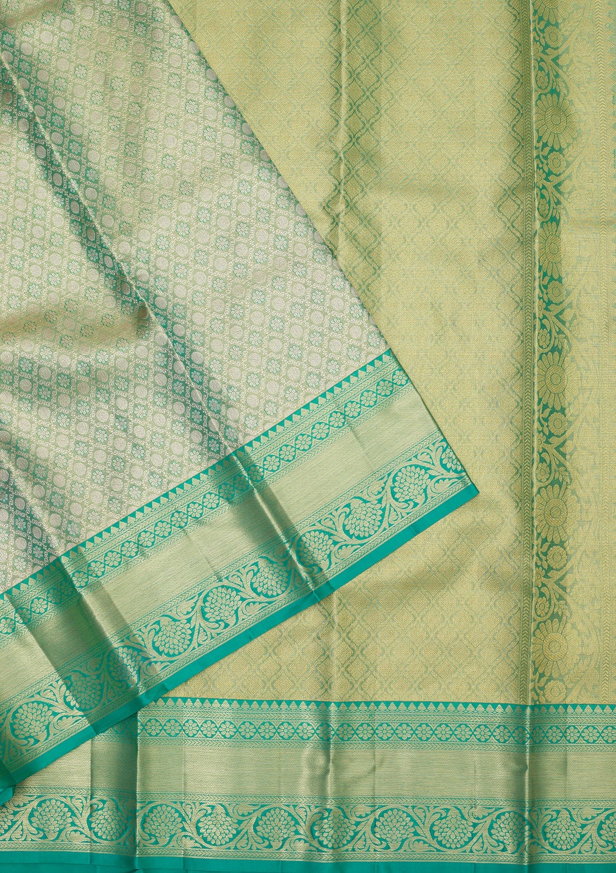Koskii Rama Green Zariwork Pure Silk Saree – Women's - view 3