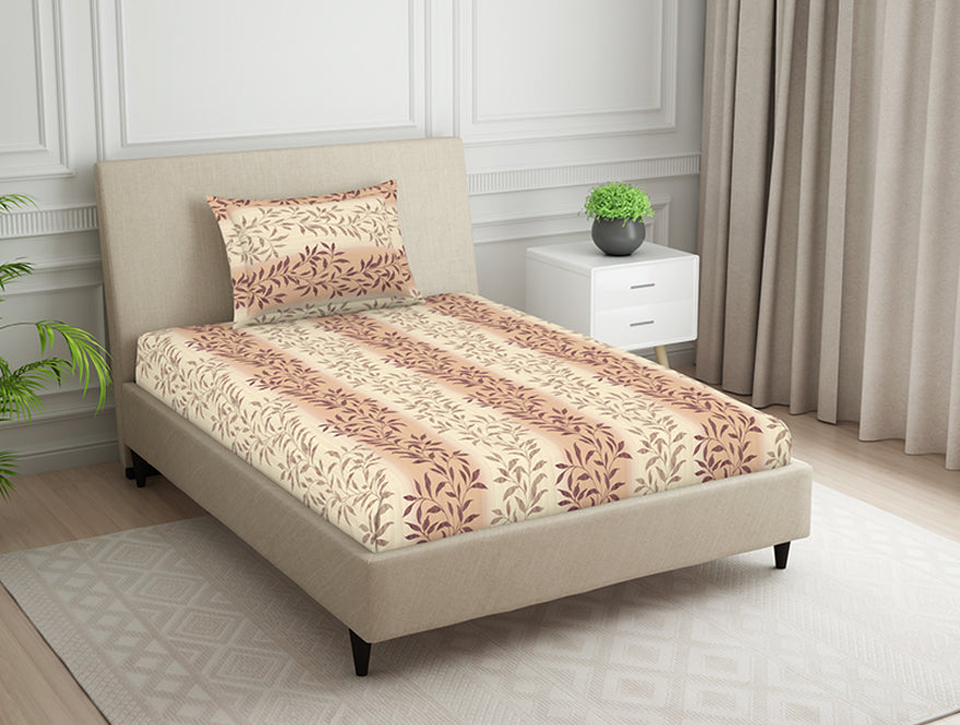 Spaces India Ornate Brown Polycotton Bedsheets Single Harmony - By Welspun - view 2
