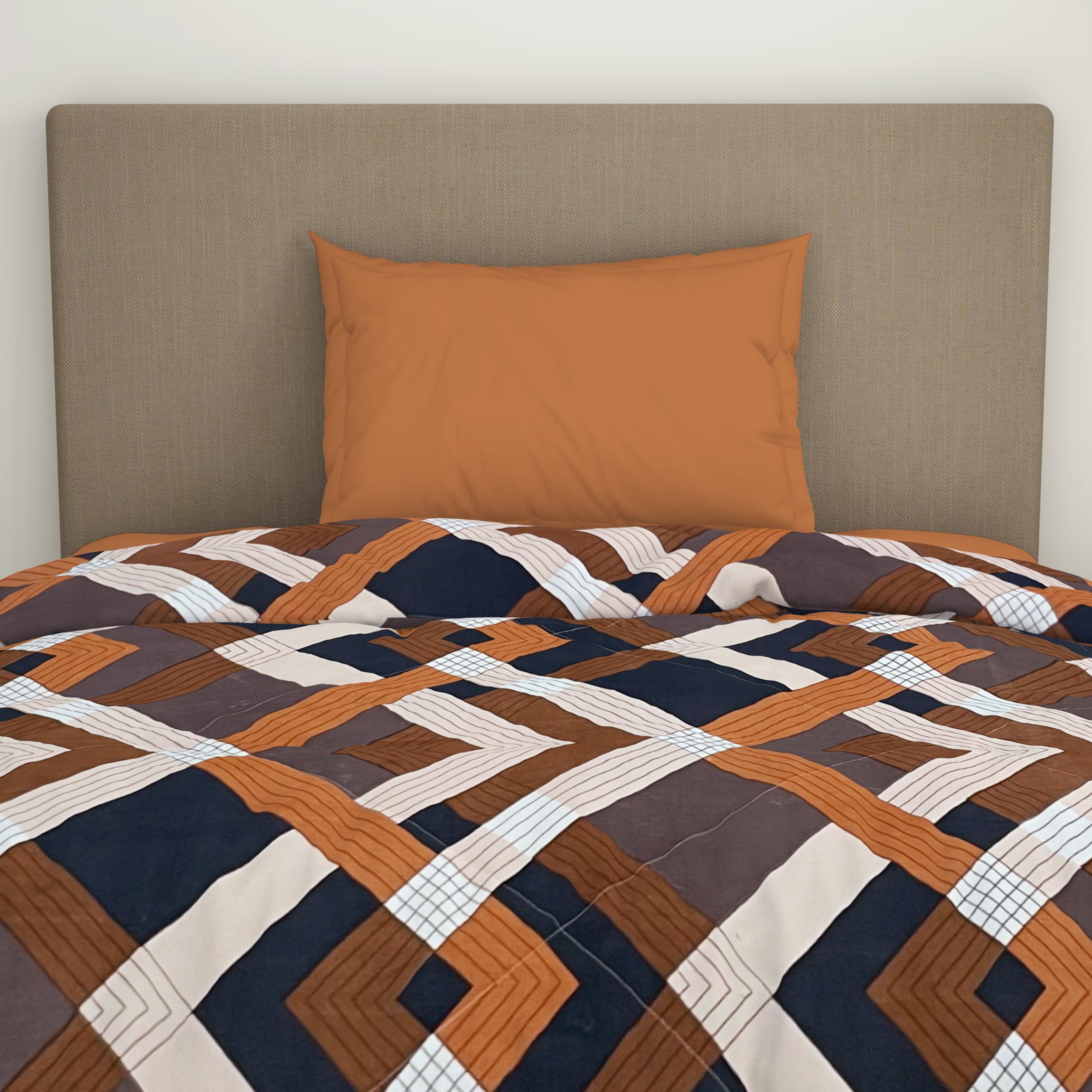 Spaces India Geometric Brown Microfiber Shell Single Quilt / AC Comforter - Bliss By Welspun - view 4