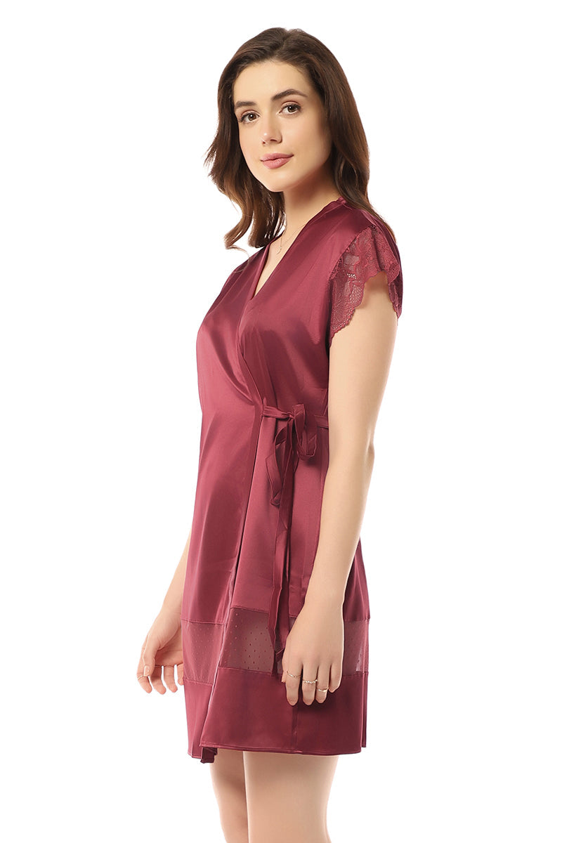 Amante Eternal Bliss Satin Robe - Rio Red - view 3