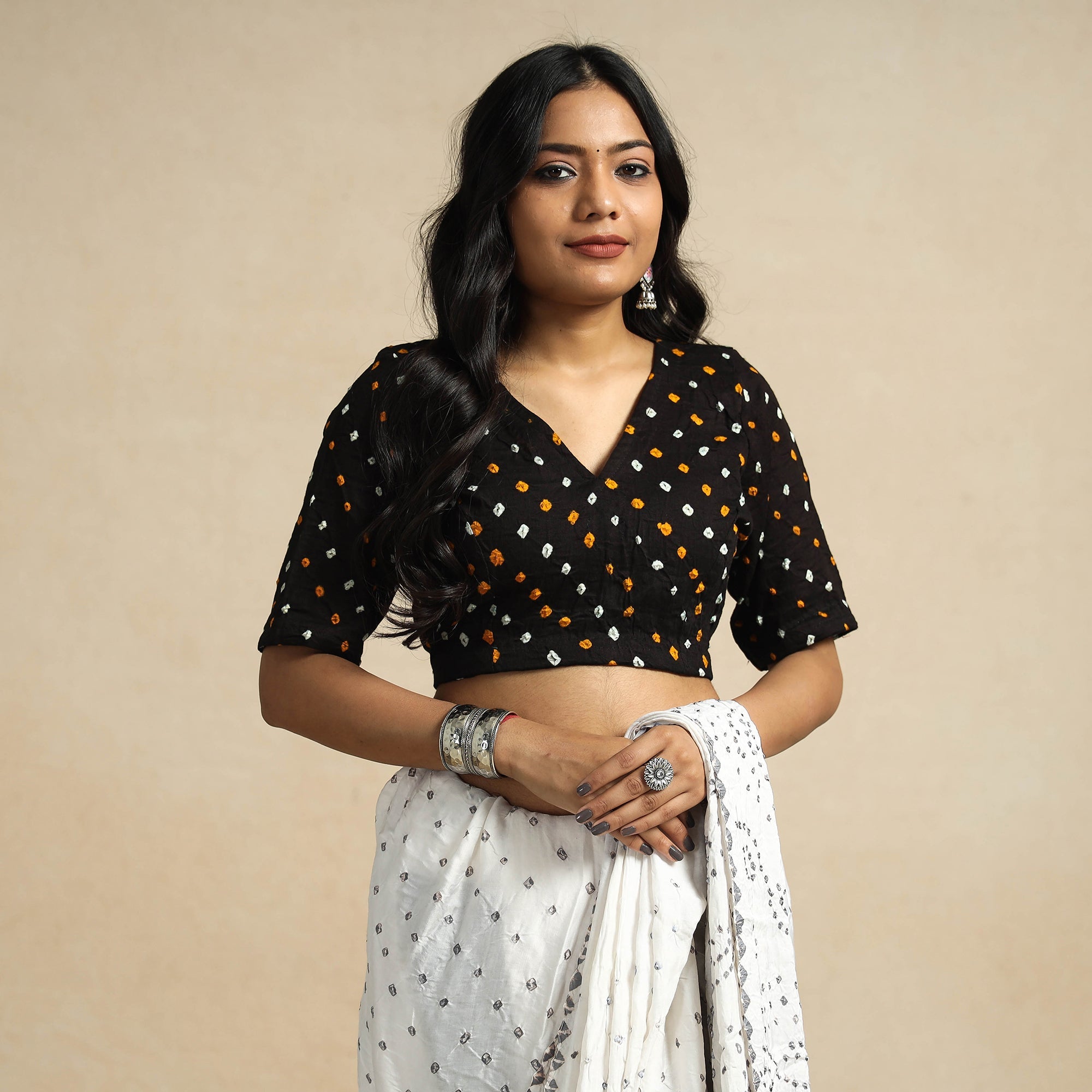 ITOKRI CASUALS Black - Bandhani Tie Dye Cotton Stiched Blouse - view 2