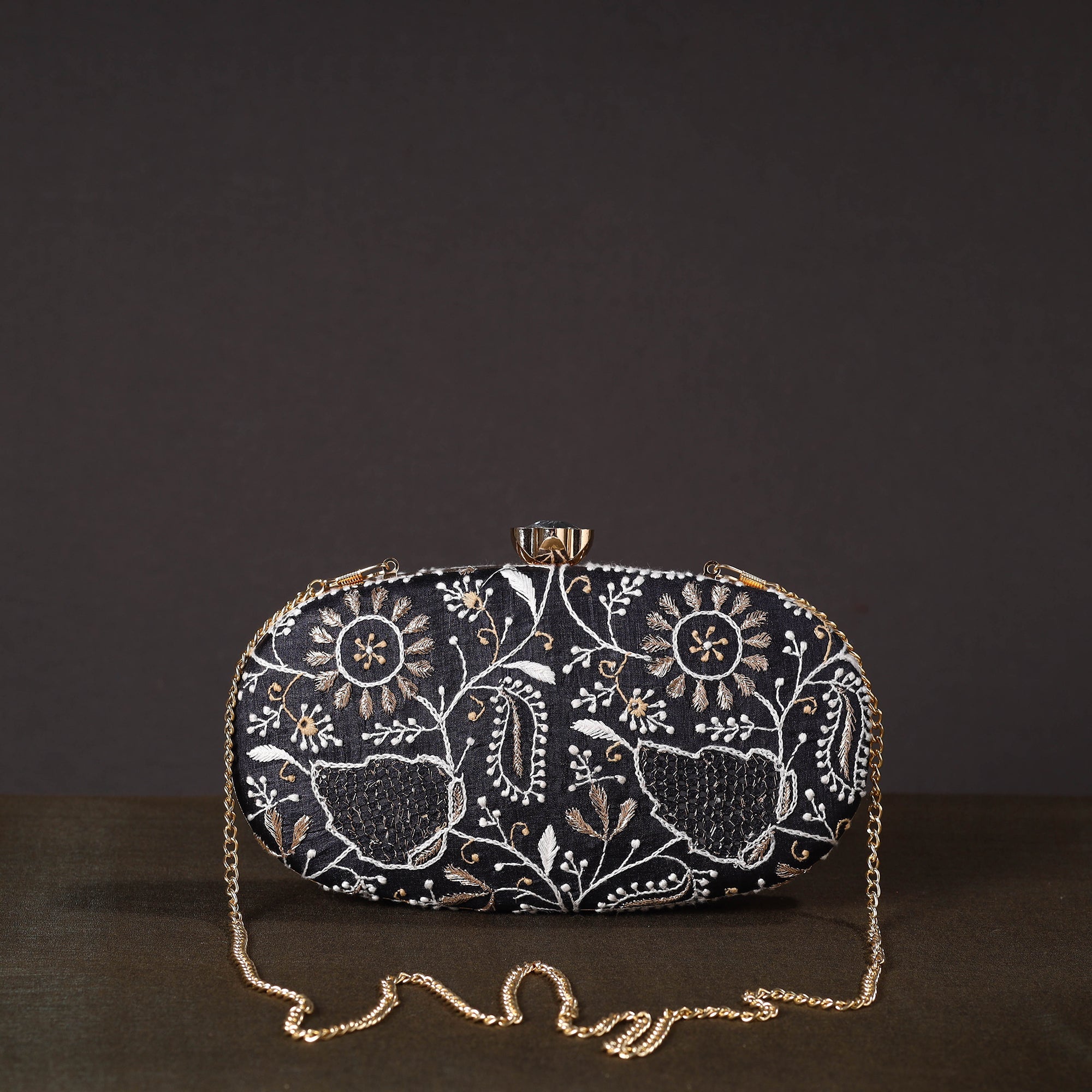 LAVANGG Black - Chikankari Hand Embroidery Tussar Silk Clutch / Sling Bag 15 - view 2