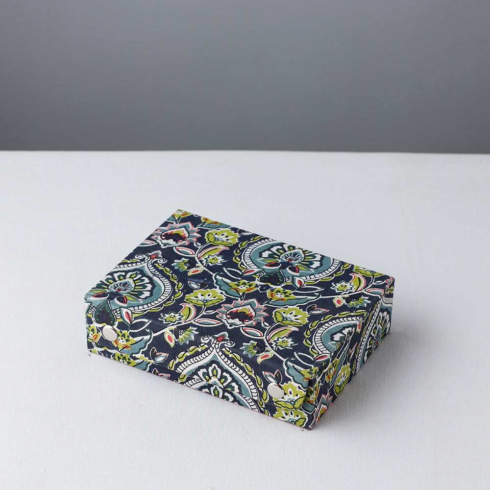 SUKRITI INPRINT Blue - Floral Printed Handcrafted Jewelry Box (7 x 5 in)