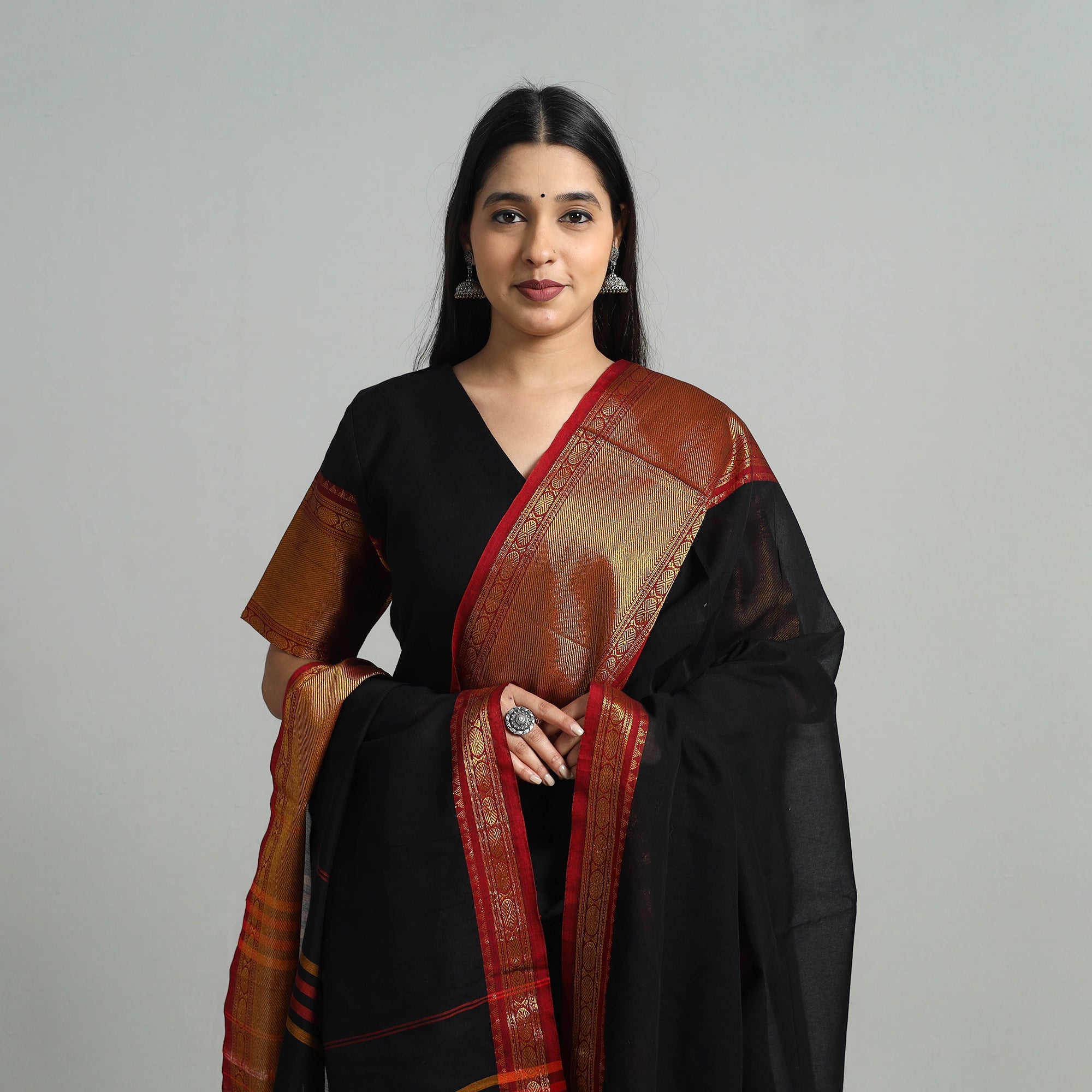 ITOKRI CASUALS Black - Cotton Dharwad Kurta Set with Palazzo & Dupatta 23 - view 3