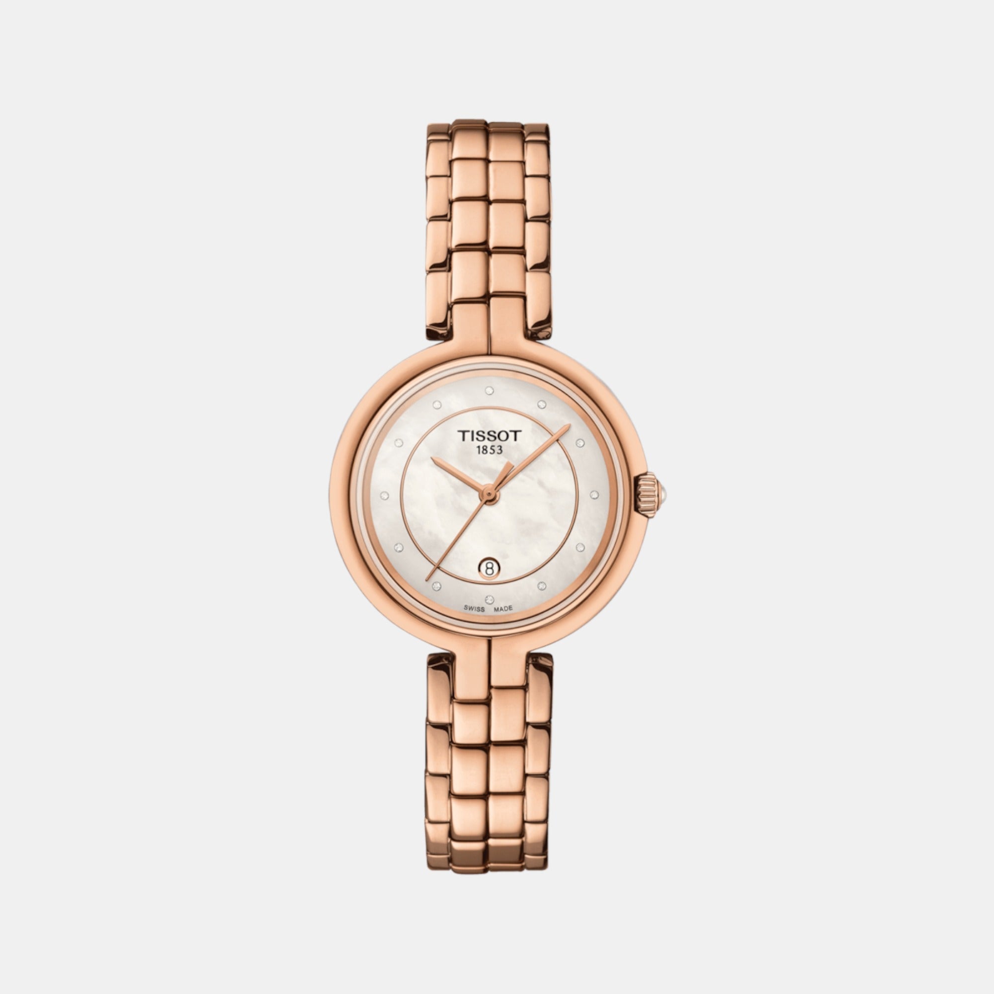 Tissot Flamingo Women Quartz White Mother Of Pearl Dial Analog Stainless Steel Watch T0942103311602