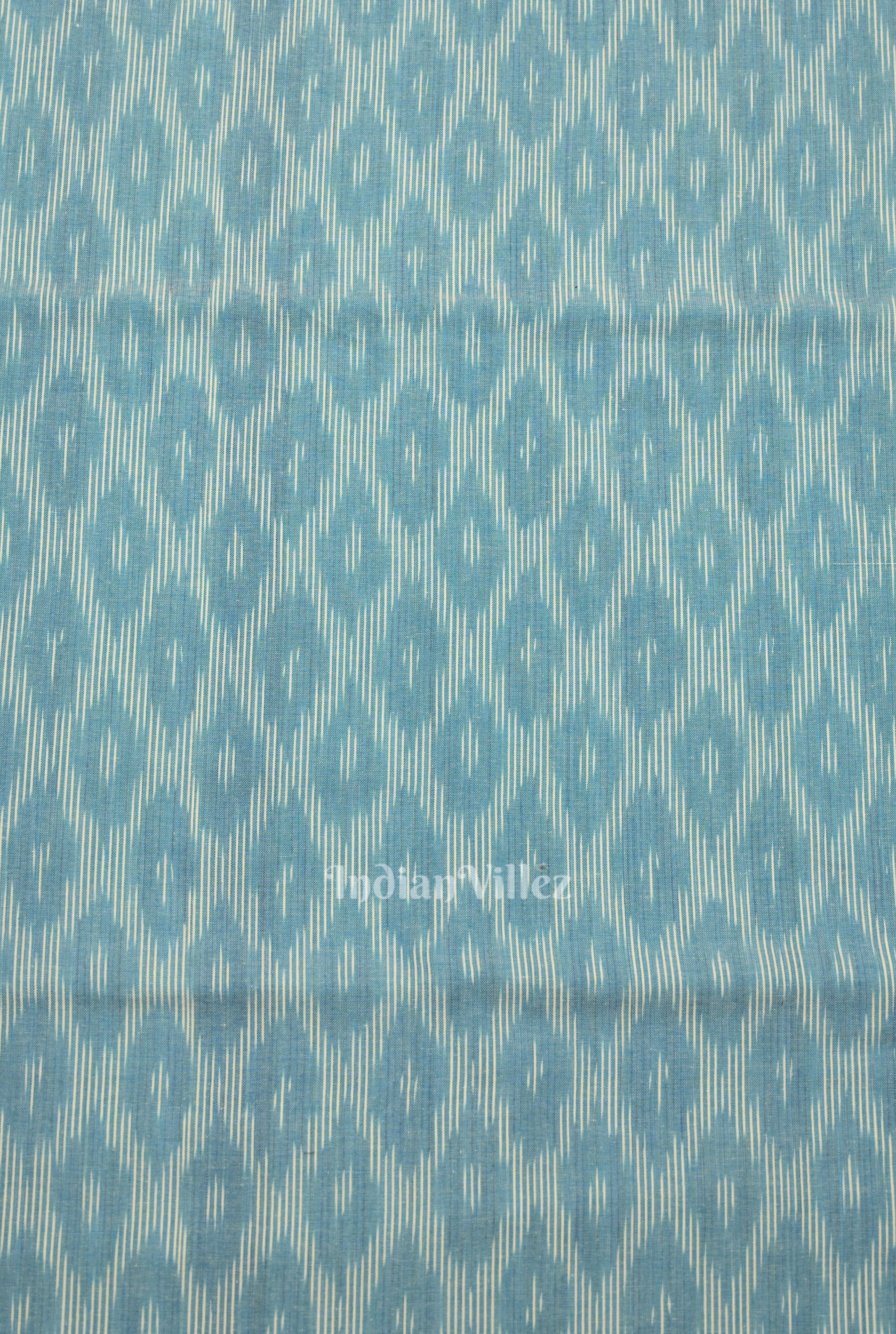 IndianVillèz Light Blue Pochampally Ikat Cotton Fabric - view 3
