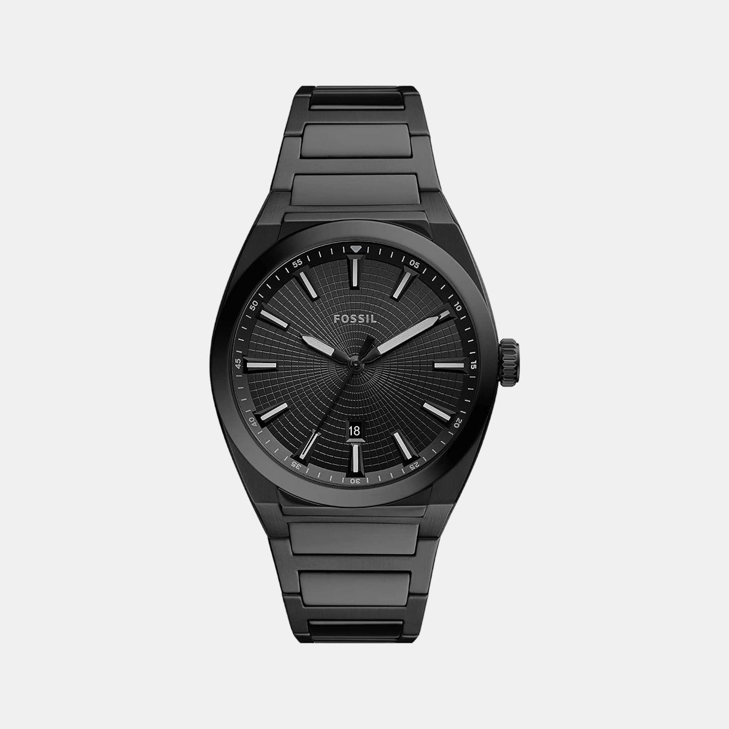Fossil Everett Men Quartz Black Dial Analog Stainless Steel Watch FS5824