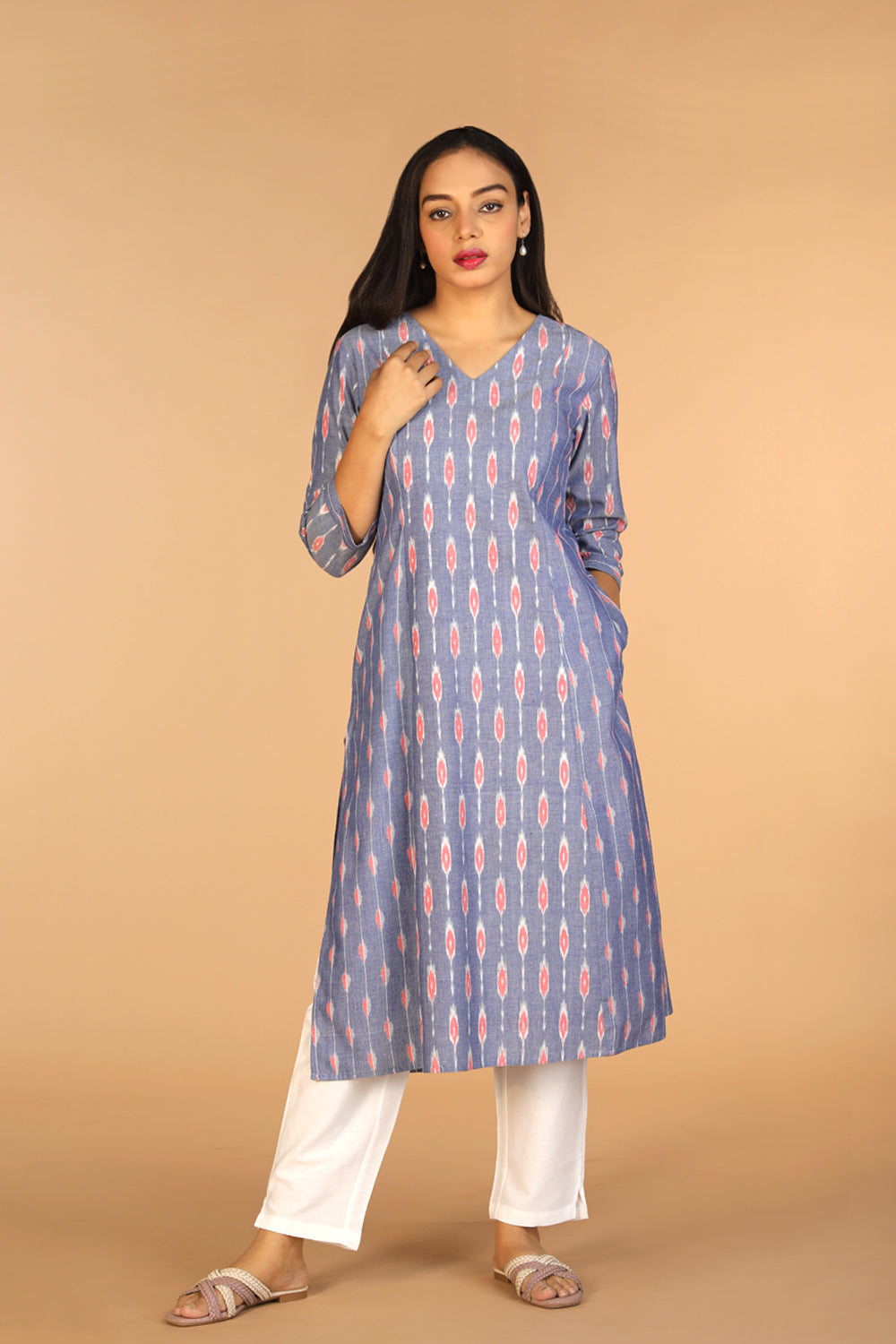 Kalanjali Ethnics Cotton Pochampally Ikat kurti