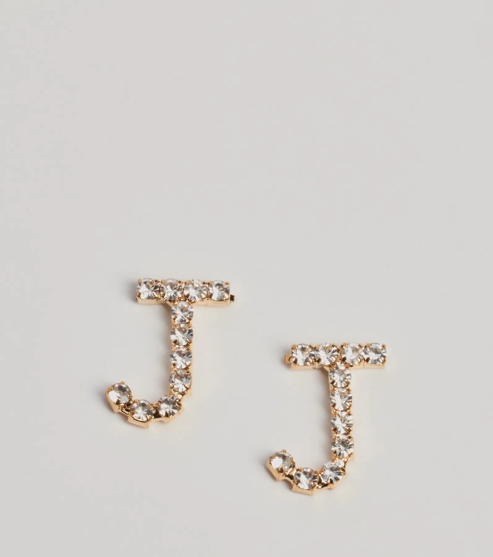 Windsor J Initial Rhinestone Stud Earrings – GOLD