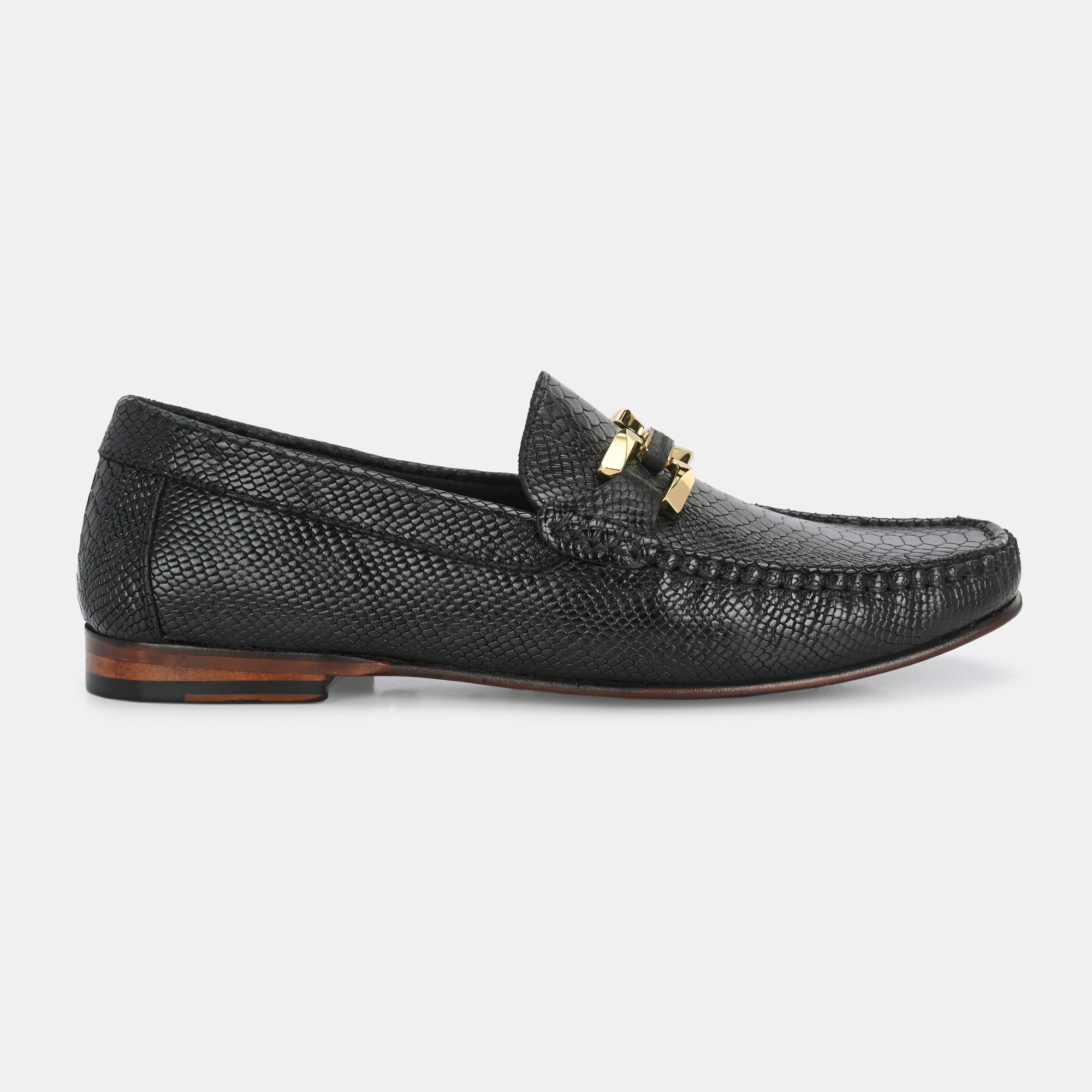 Black Imprinted Buckled Loafers by Lafattio - view 3