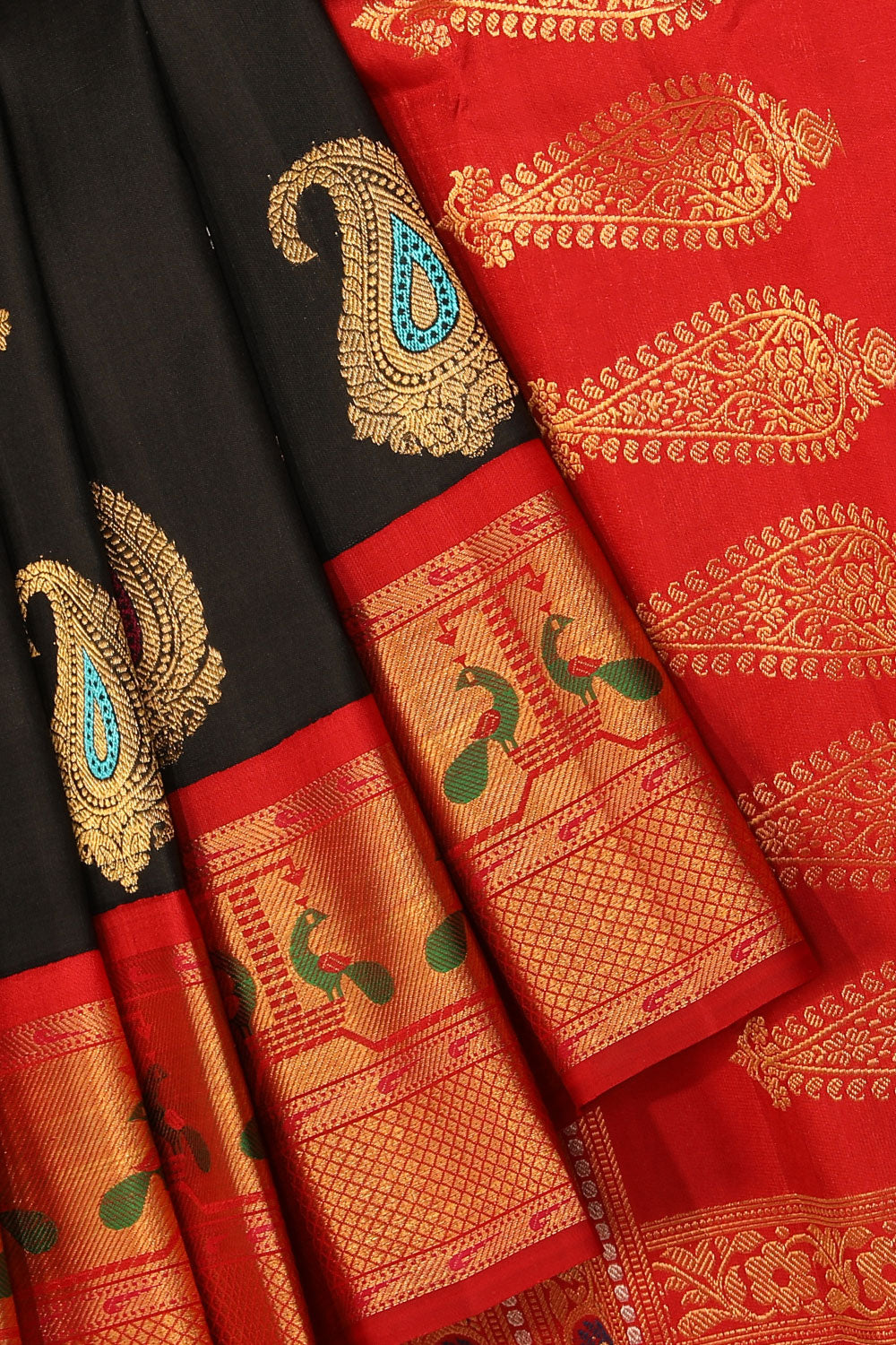 Kalanjali Gadwal Silk Black Saree – Women's - view 2