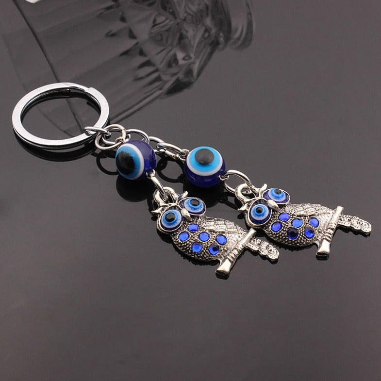 Peeperly Twin Owls Diamond Sparkle Keychain – Blue - view 3