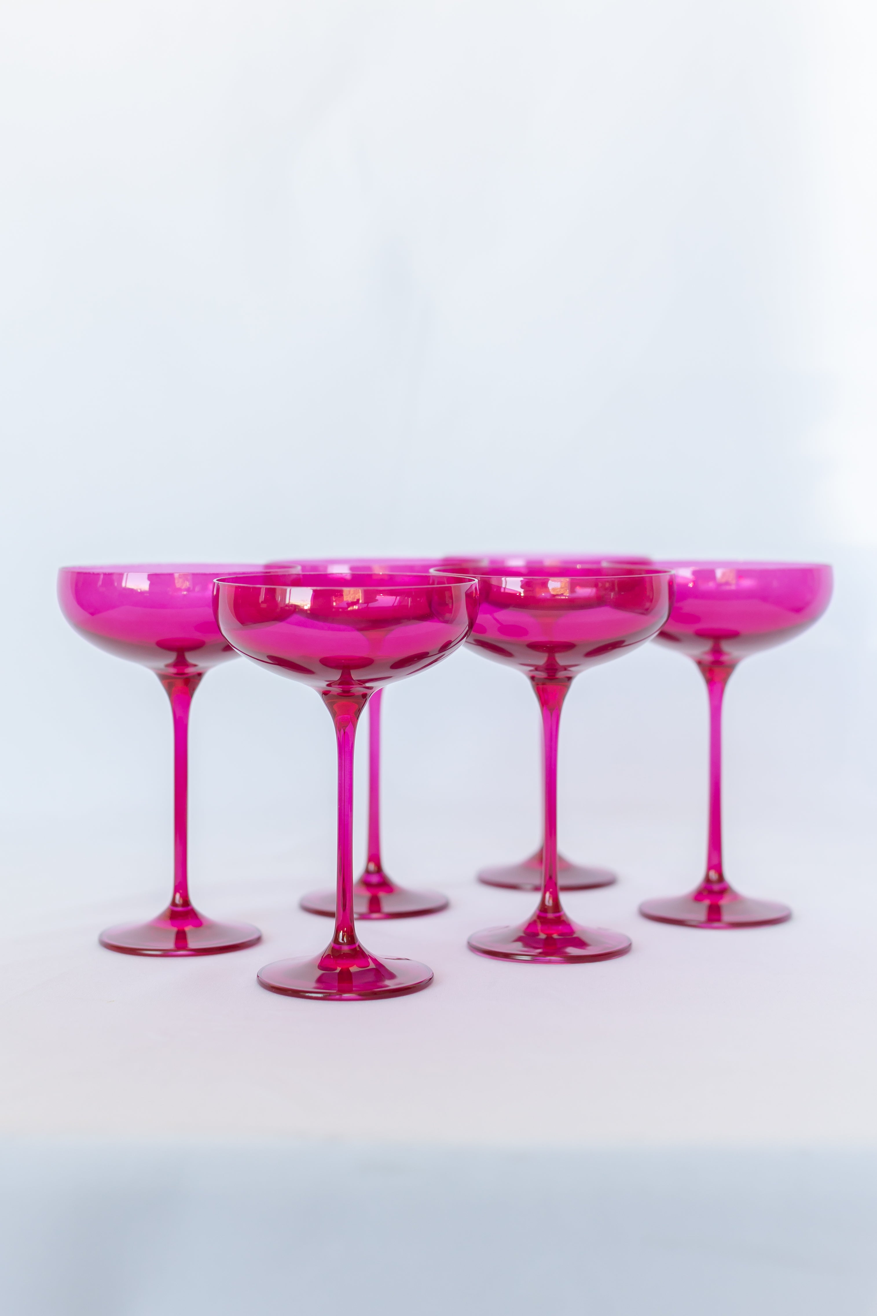 Estelle Colored Glass Estelle Colored Champagne Coupe Stemware - Set of 6 {Viva Magenta (Our Fuchsia)} - view 2