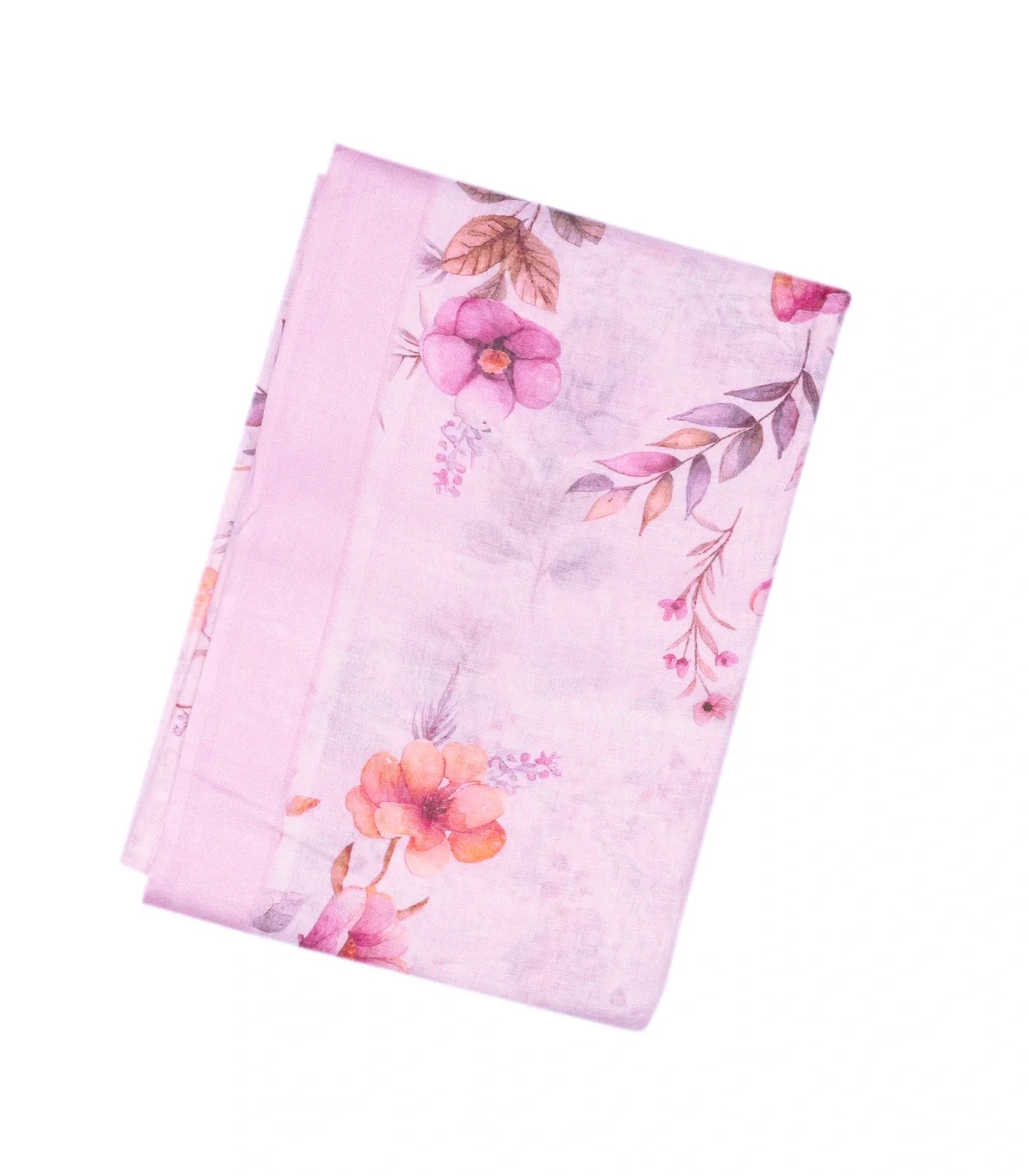 RmKV Bubblegum Pink Handloom Linen Saree With Printed Flower Motifs