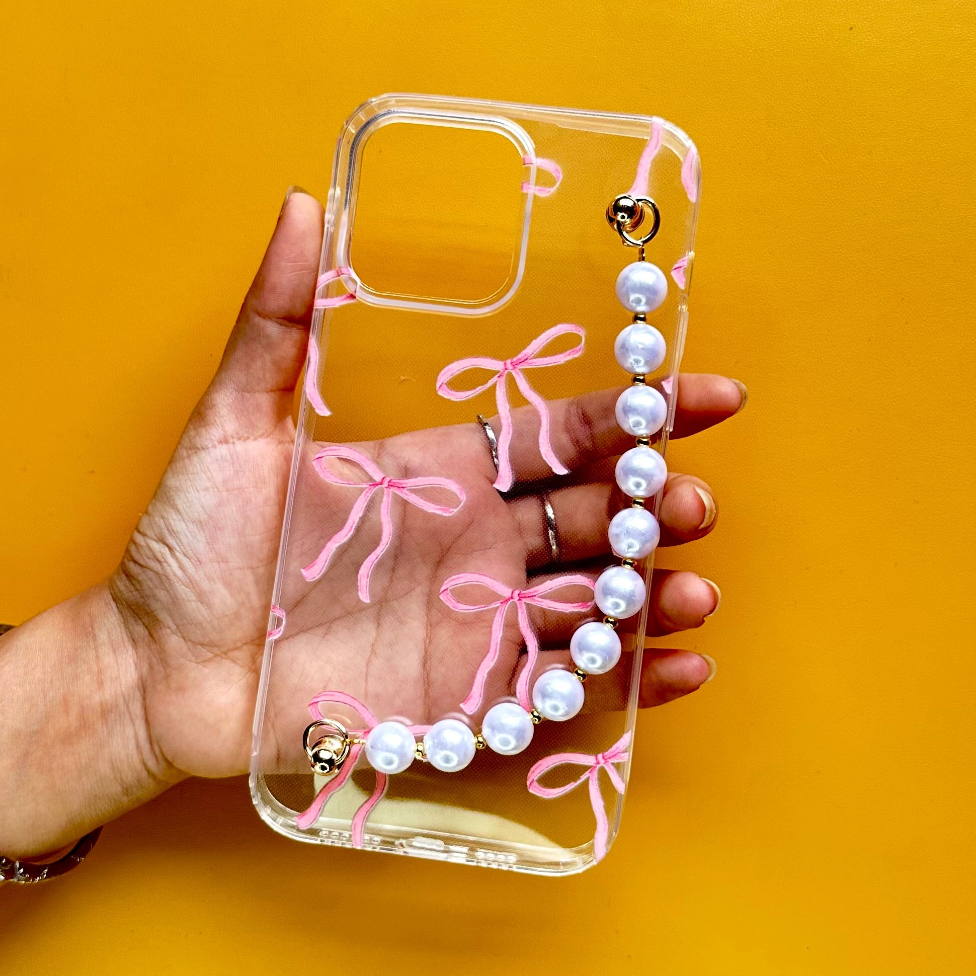 Casebasket Blush Bow Transparent Pearl Phone Cover
