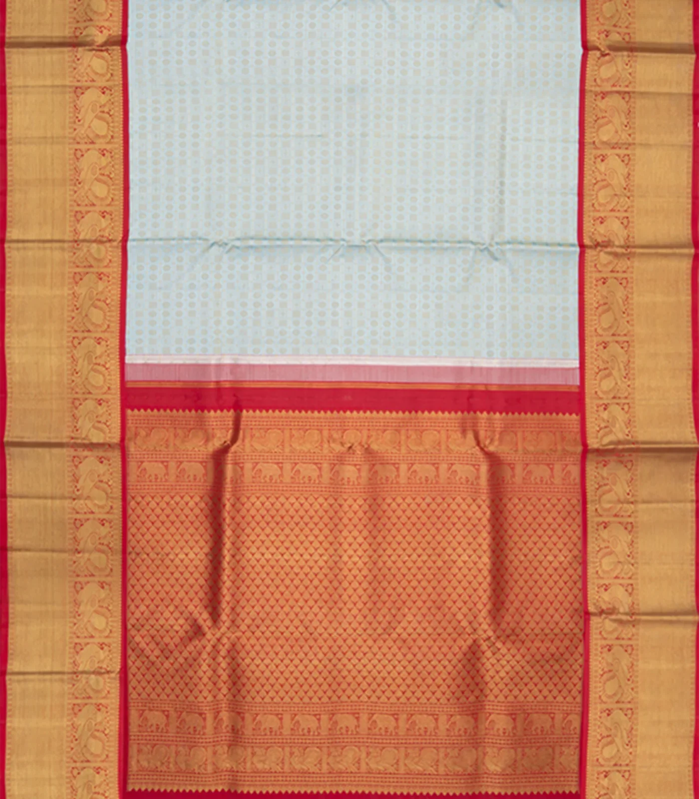 RmKV Light-Blue Handwoven Kanchipuram Tissue Saree With Contrast Pallu In Red-Light Blue - view 2