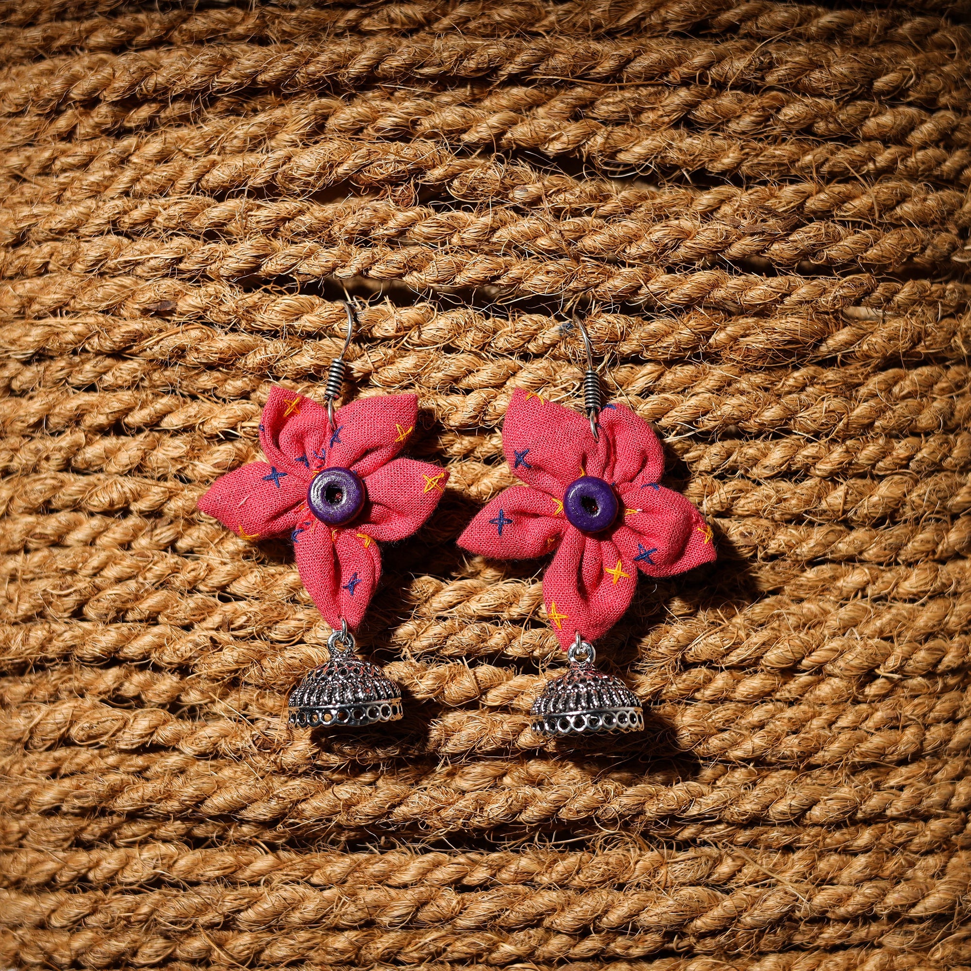 JALPARI Arushi Handcrafted GS Fabart Phool Kali Earrings