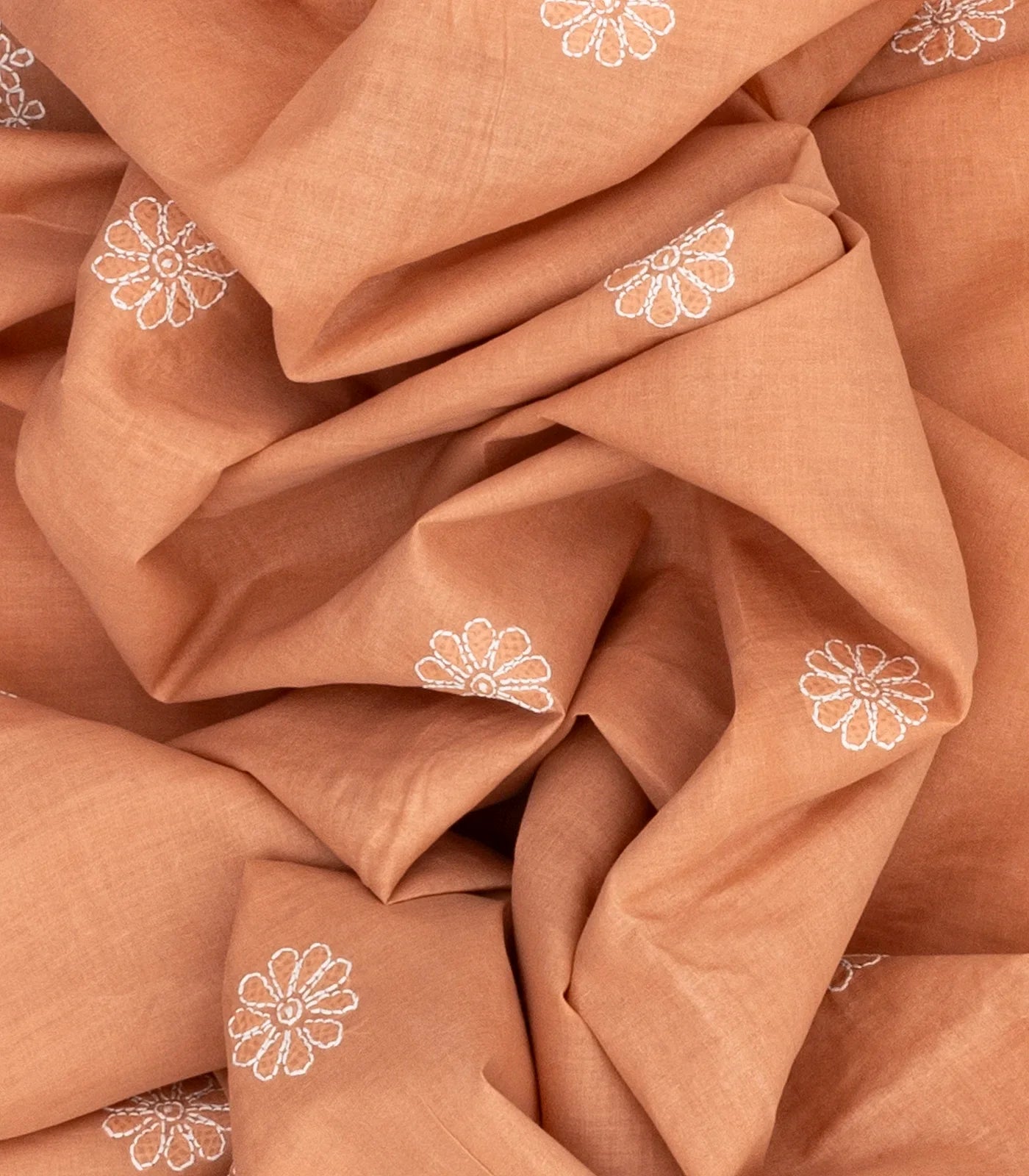 RmKV Dark Peach Chikankari Embroidered Cotton Saree With Floral Motifs - view 3