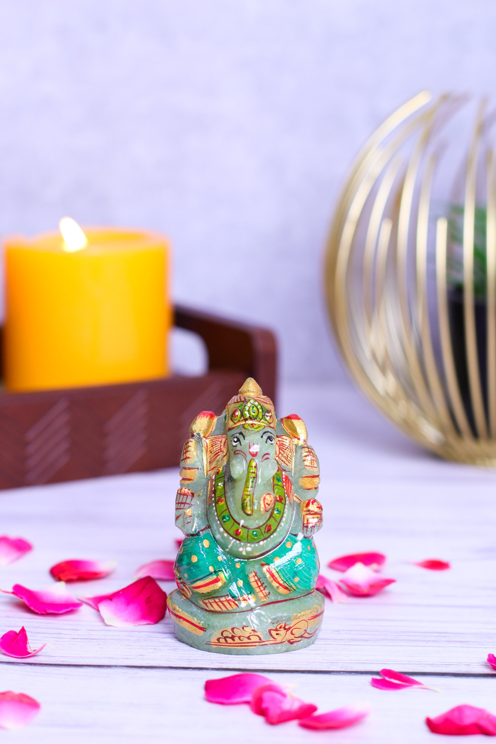 Studio Vaidik Green Jade Ganpati Made by Real Crystal