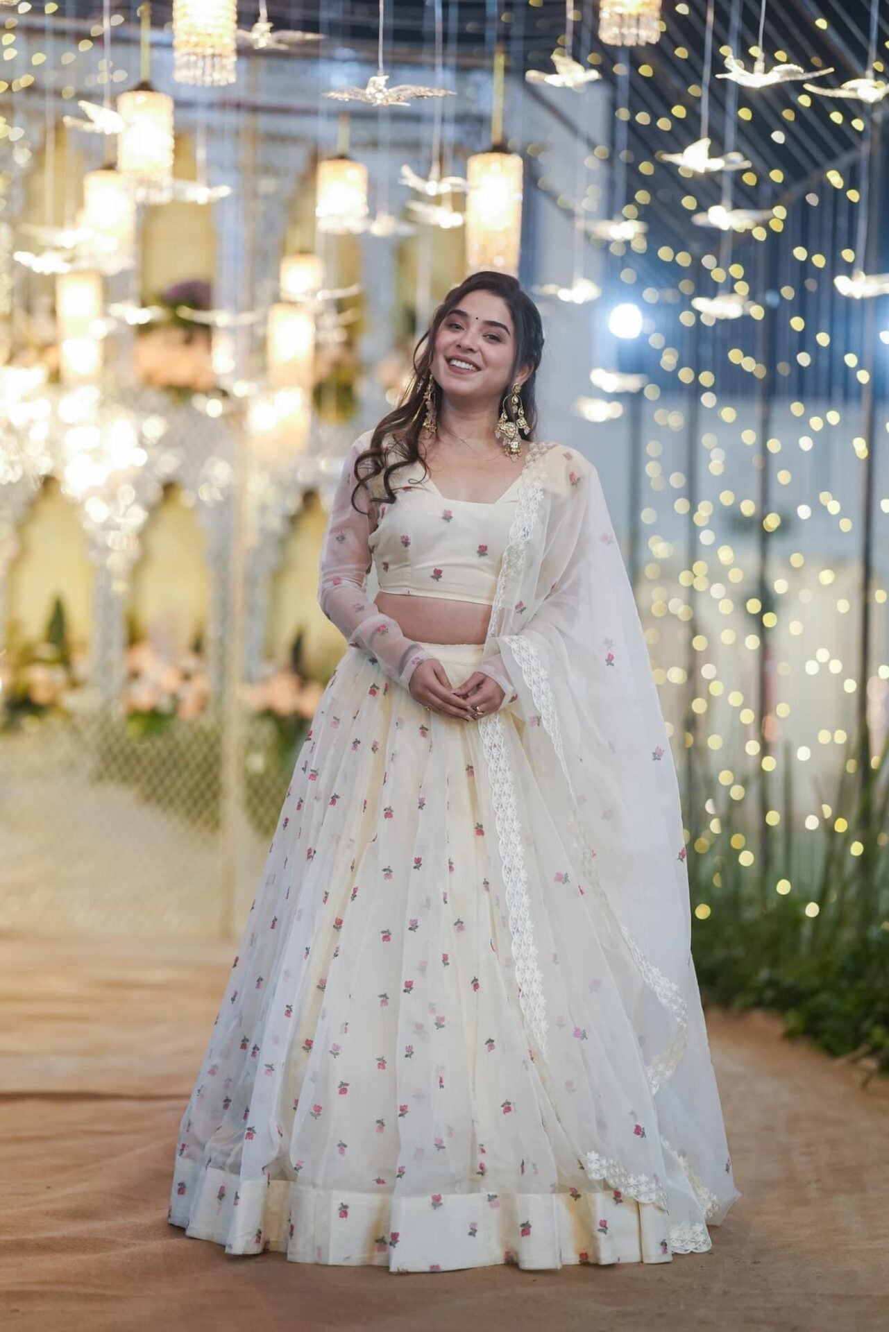 Idaho-o Meraki white organza lehenga set – Women's - view 2