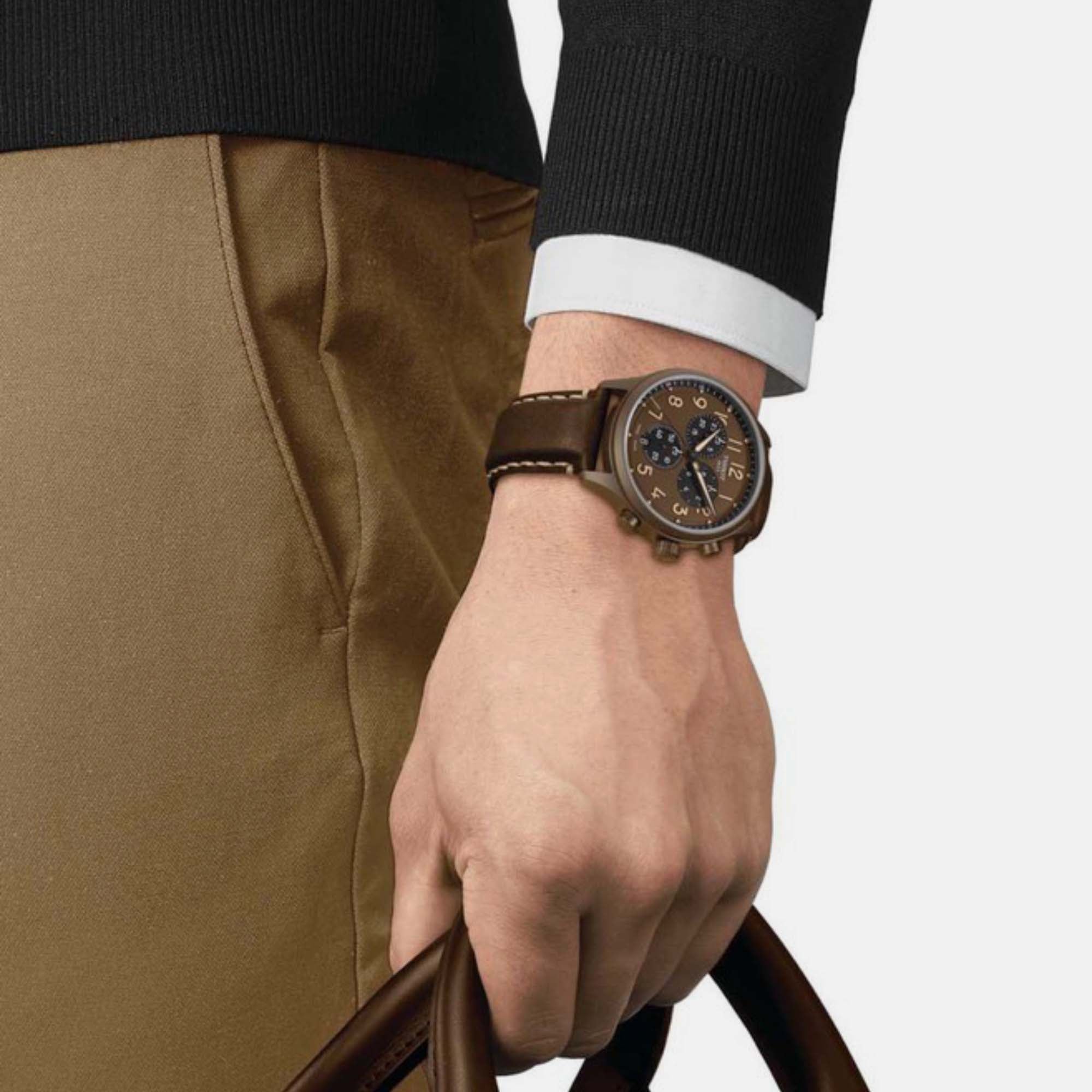 Tissot CHRONO XL Men Quartz Khaki Dial Chronograph Leather Watch T1166173609200 - view 6