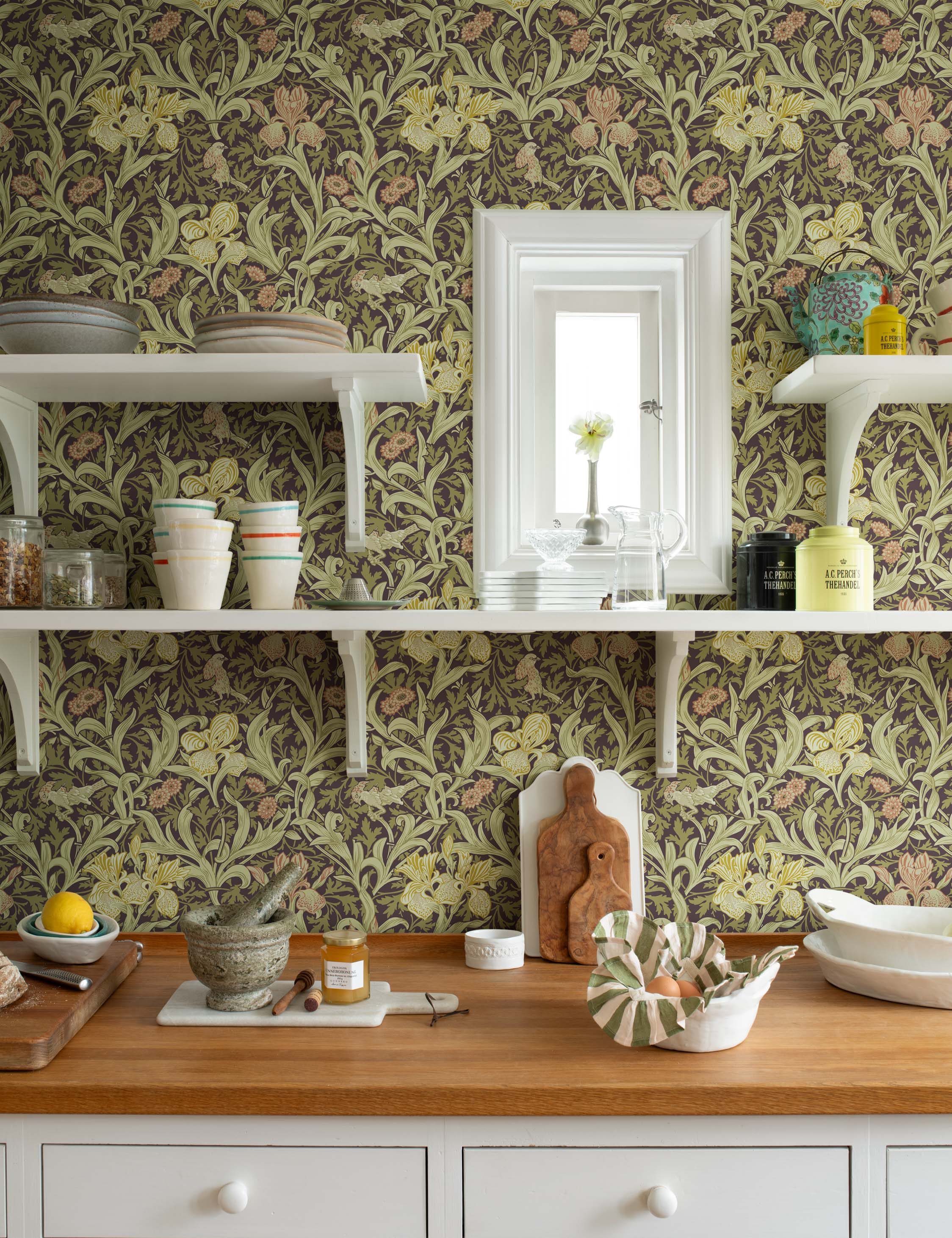 Lulu and Georgia Iris Wallpaper by Morris & Co. - view 11