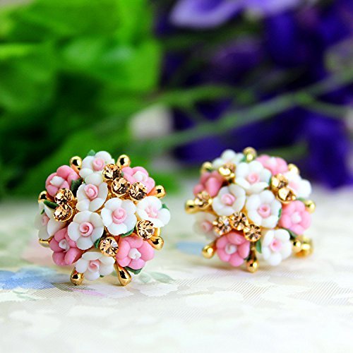Yellow Chimes Stud Earrings for Women Combo of 2 Pairs Floral Stud Earrings Gold Plated Pink & Peach Studs for Girls and Women. - view 5