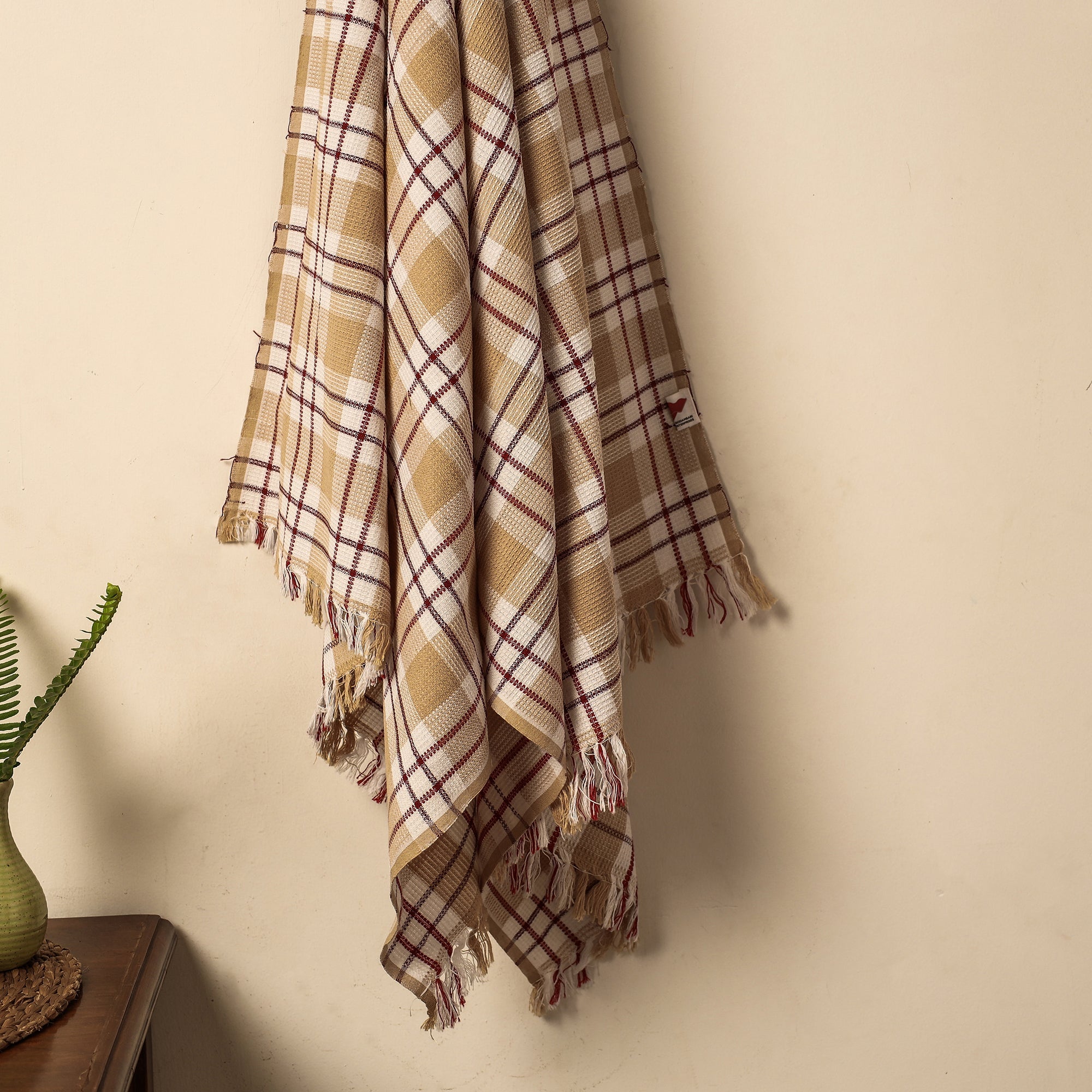 ITOKRI CRAFTS INITIATIVE Brown - Honeycomb Handloom Cotton Bath Towel From Dehradun - view 2