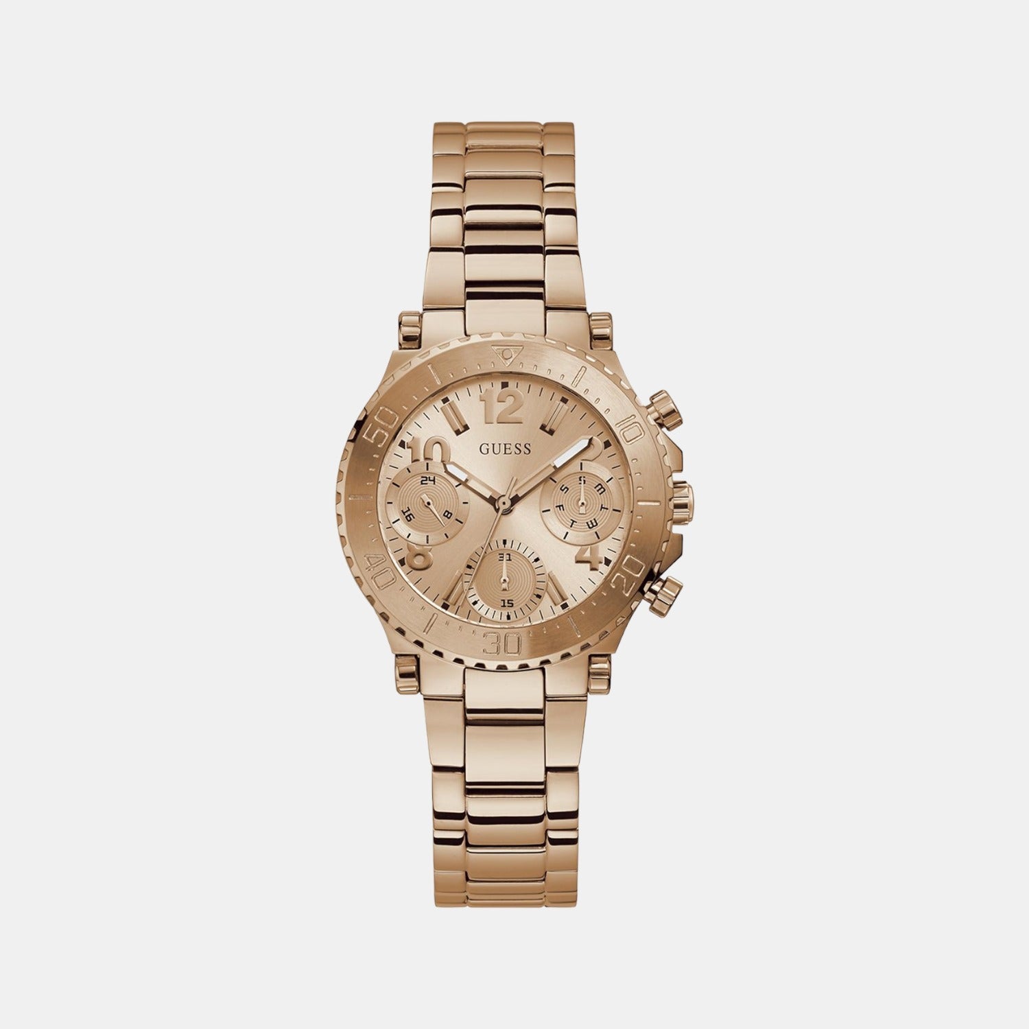 Guess Cosmic Women Quartz Rose Gold Dial Chronograph Stainless Steel Watch GW0465L2