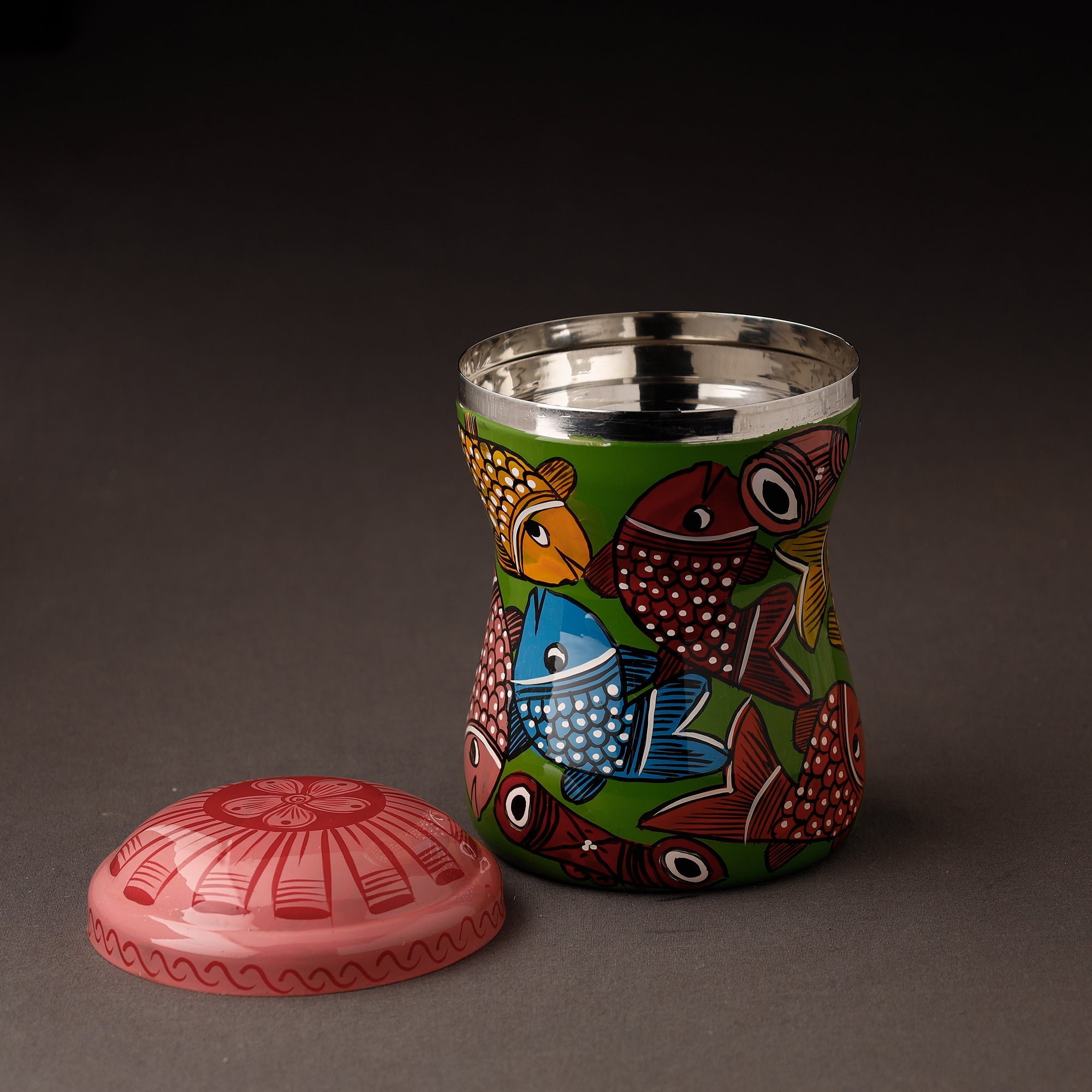 AAYAAS Bengal Patua Handpainted Stainless Steel Multi Utility Container - view 2