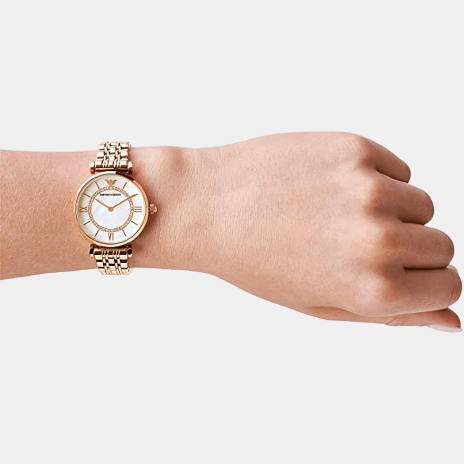 Emporio Armani Gianni T-Bar Women Quartz White Dial Analog Stainless Steel Watch AR1909 - view 2