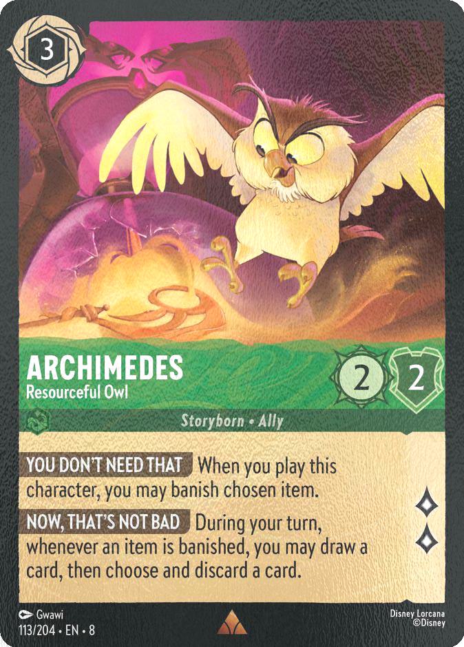 Lorcana Archimedes - Resourceful Owl - 113/204 [Reign of Jafar] [Cold Foil]