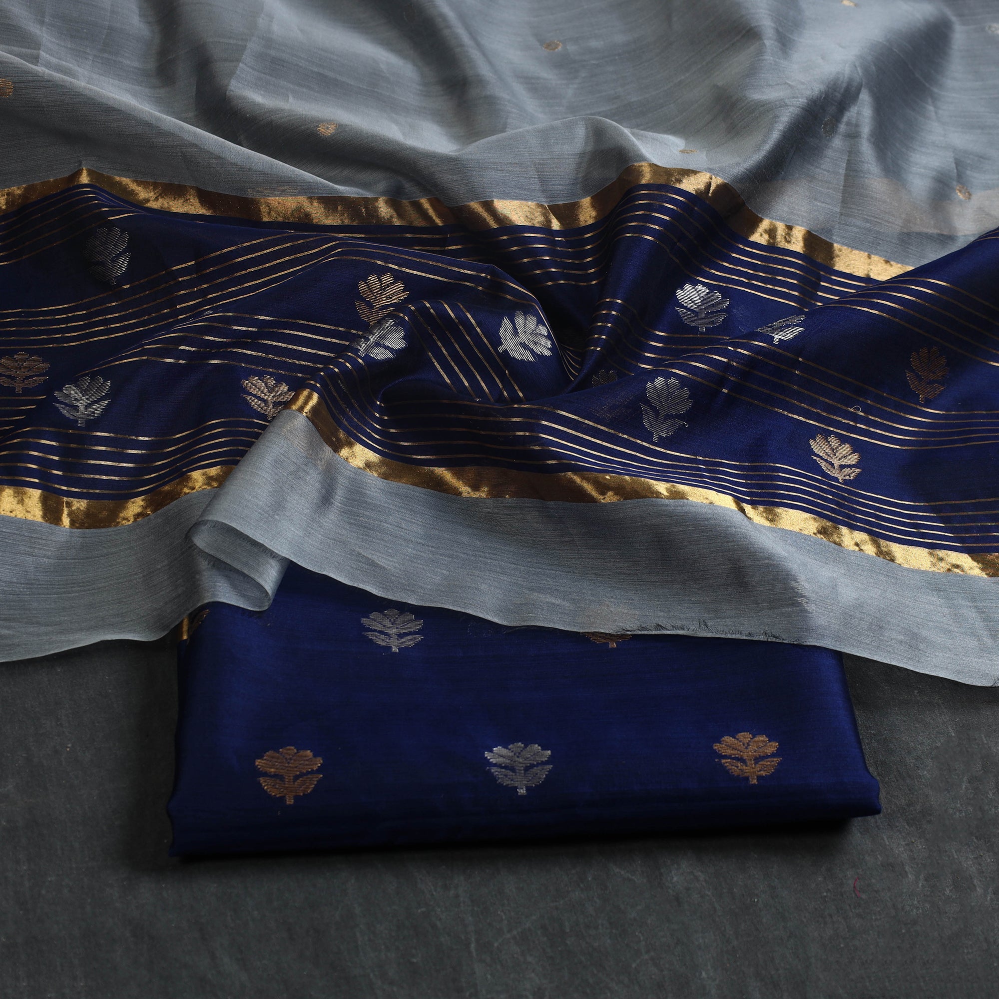 CHANDERI BY RAUPH KHAN 2pc Zari Buti Handloom Chanderi Silk Dress Material 20 - view 2