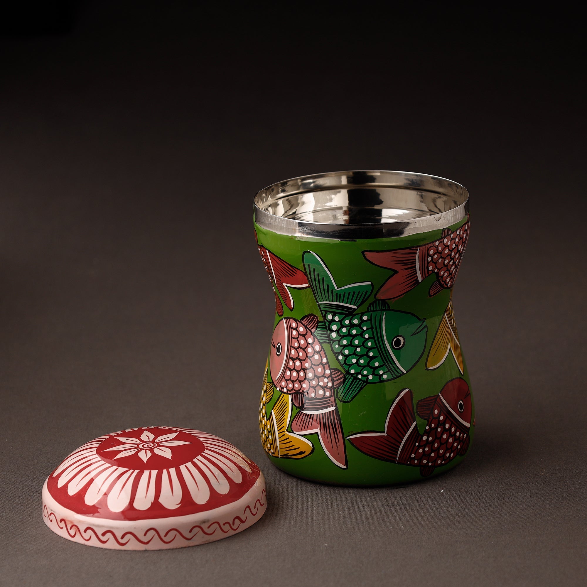 AAYAAS Bengal Patua Handpainted Stainless Steel Multi Utility Container - view 2