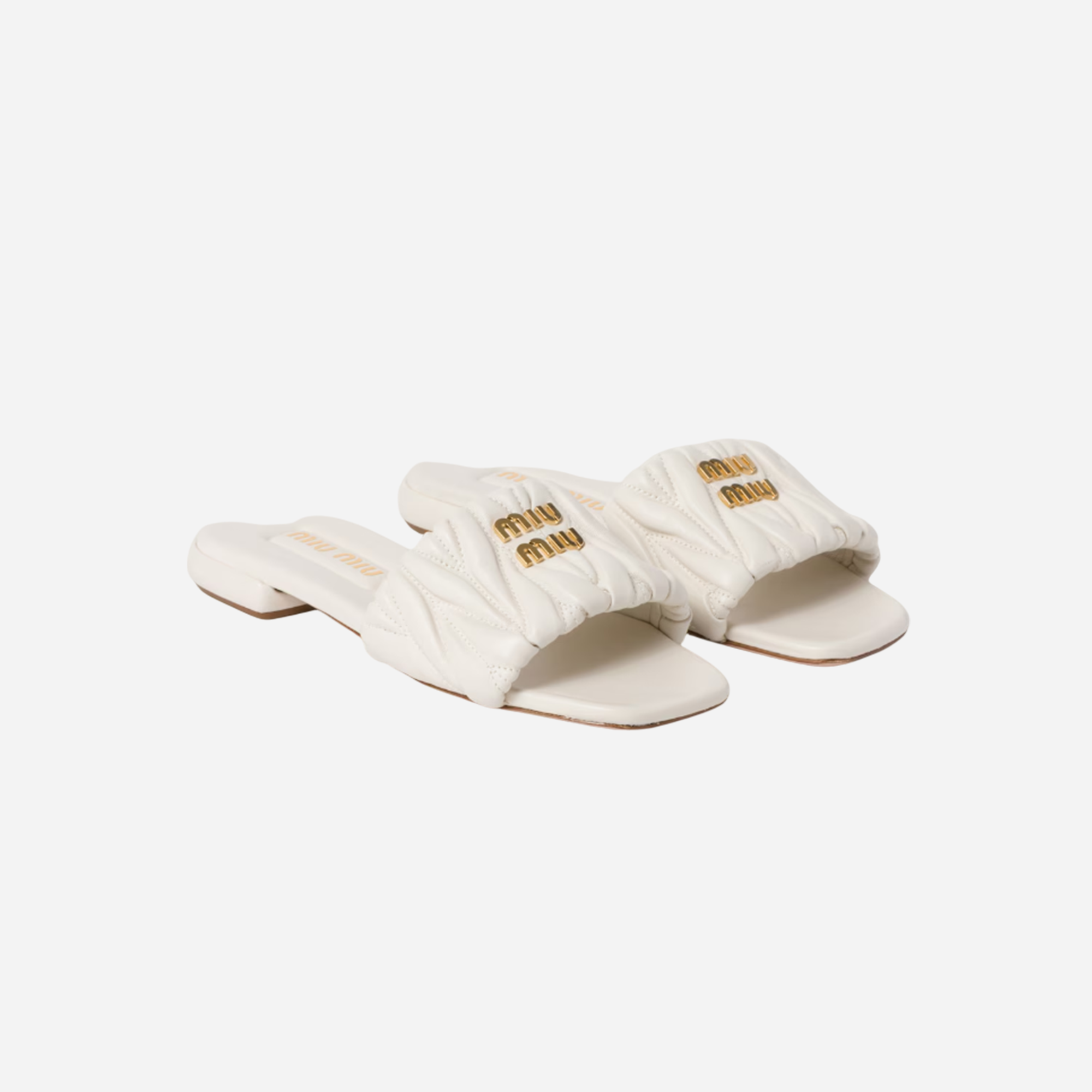 Miu Miu Leather Slides White - view 2