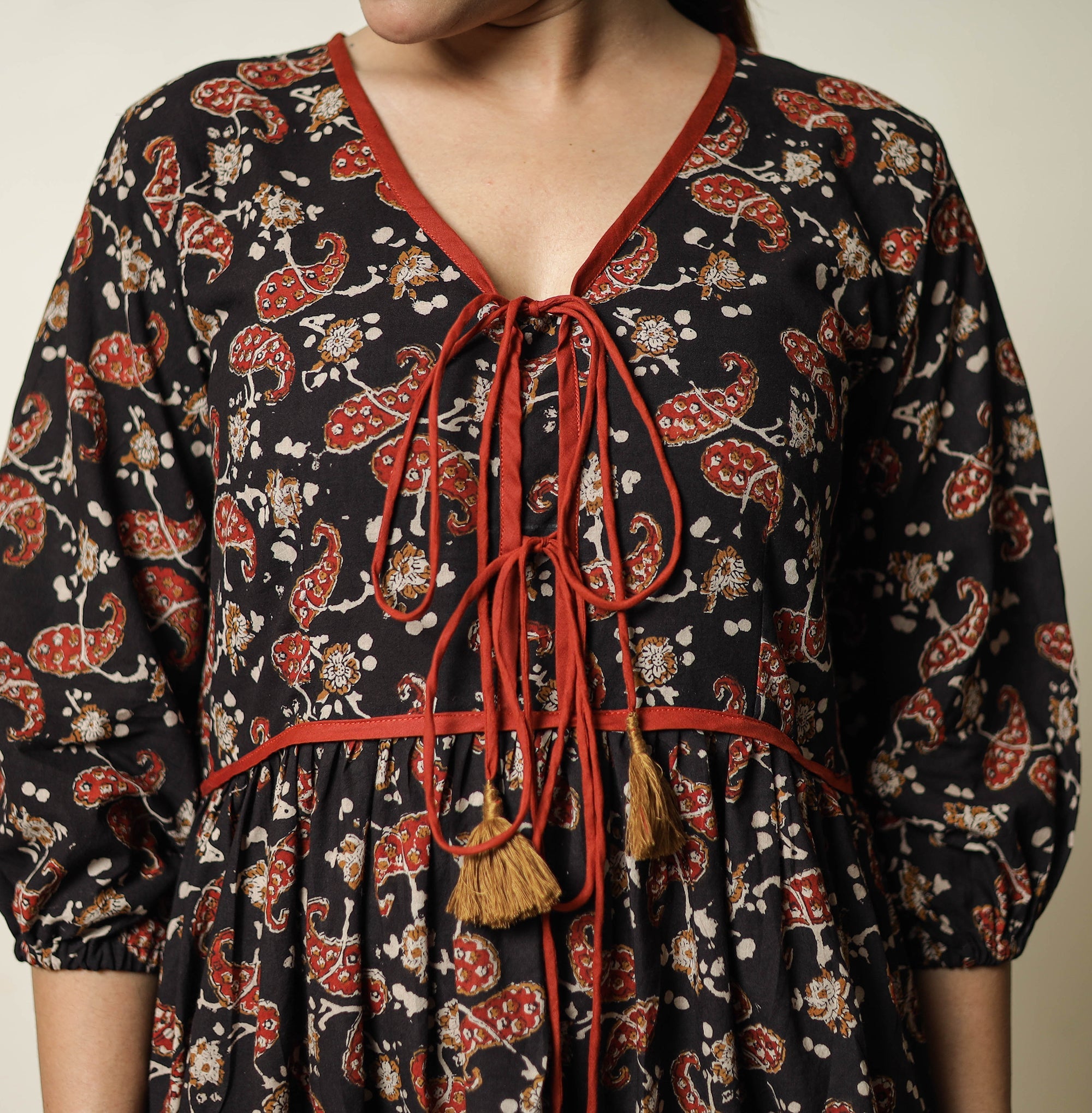 ITOKRI CASUALS Black - Bagru Block Printed Cotton Flared Dress 20 - view 6