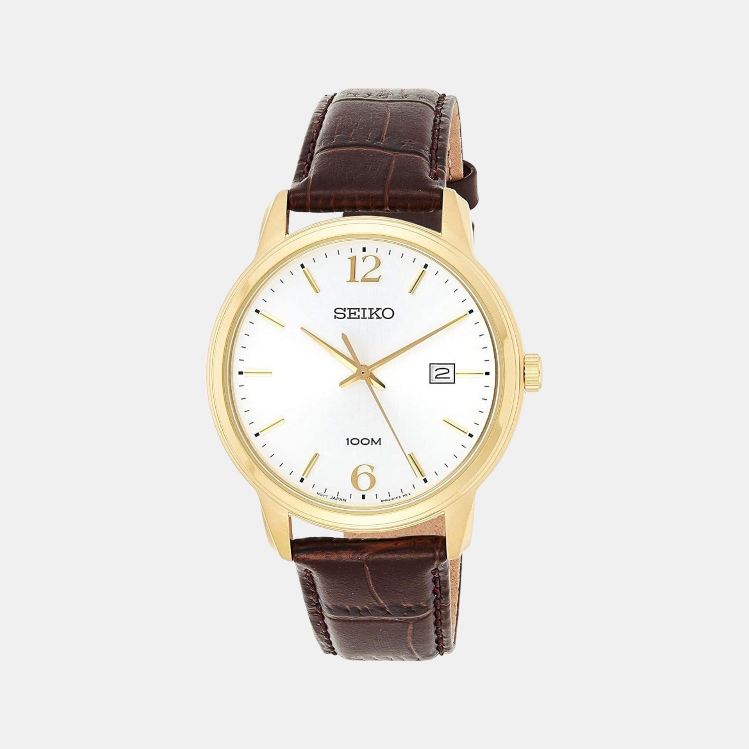 Seiko Dress Men Quartz Silver Dial Analog Leather Watch SUR266P1