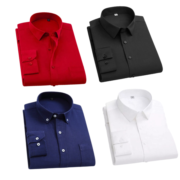 BlackTree Combo of 4 Cotton Shirt for Man ( Red,Black,Navy Blue and White )