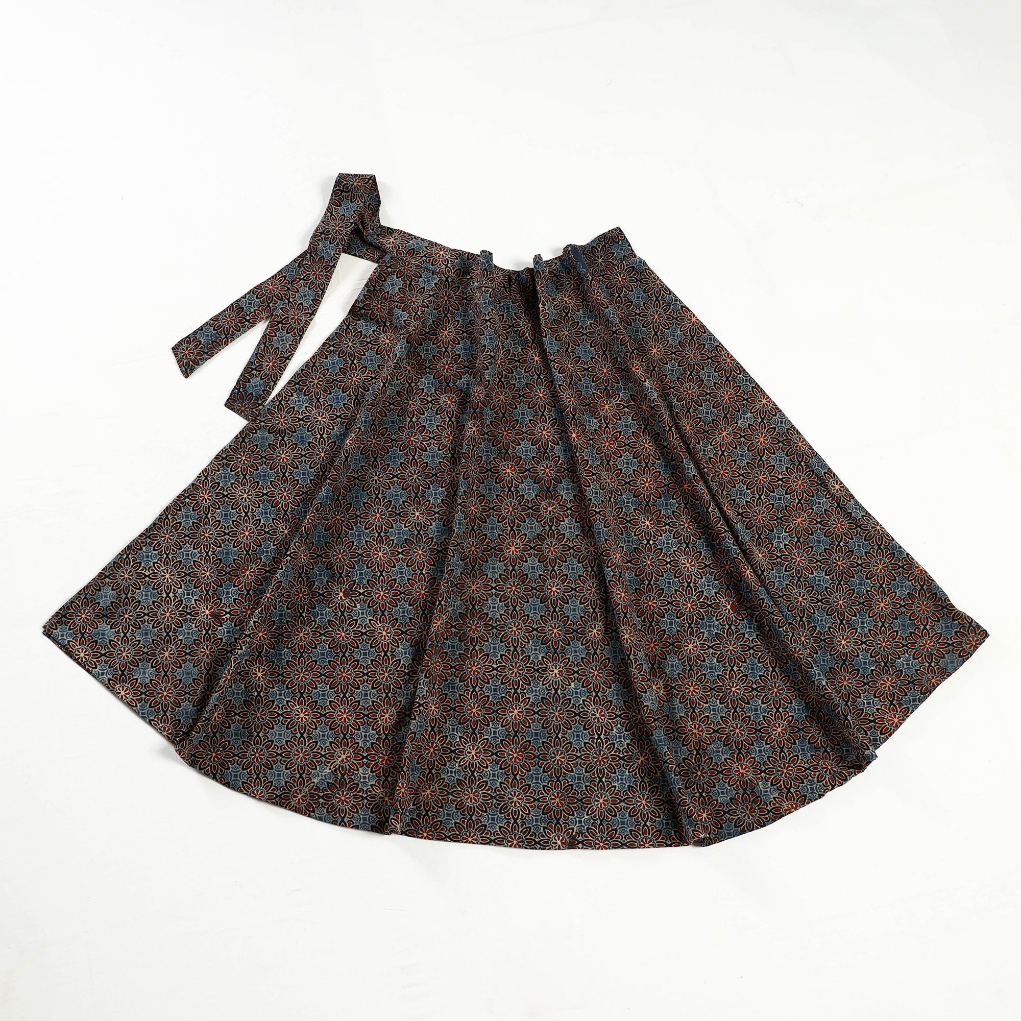 NOORI BAZAR Blue - Ajrakh Block Printed Cotton Wrap Around Skirt - view 2