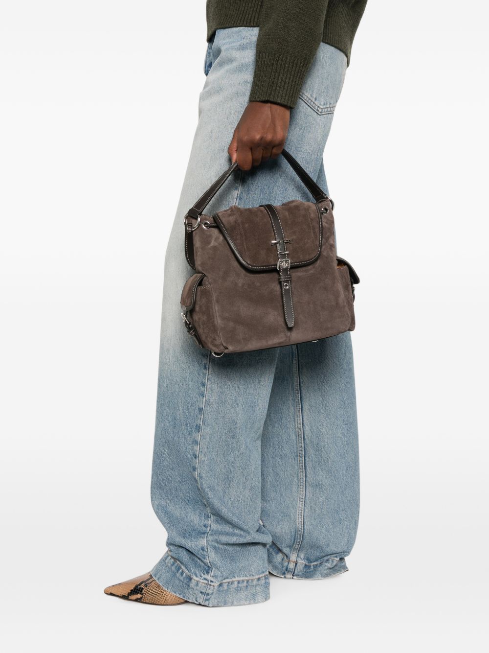 Tod's T Timeless Medium Foldover Tote Bag – Outer: Calf Suede 100% - view 4