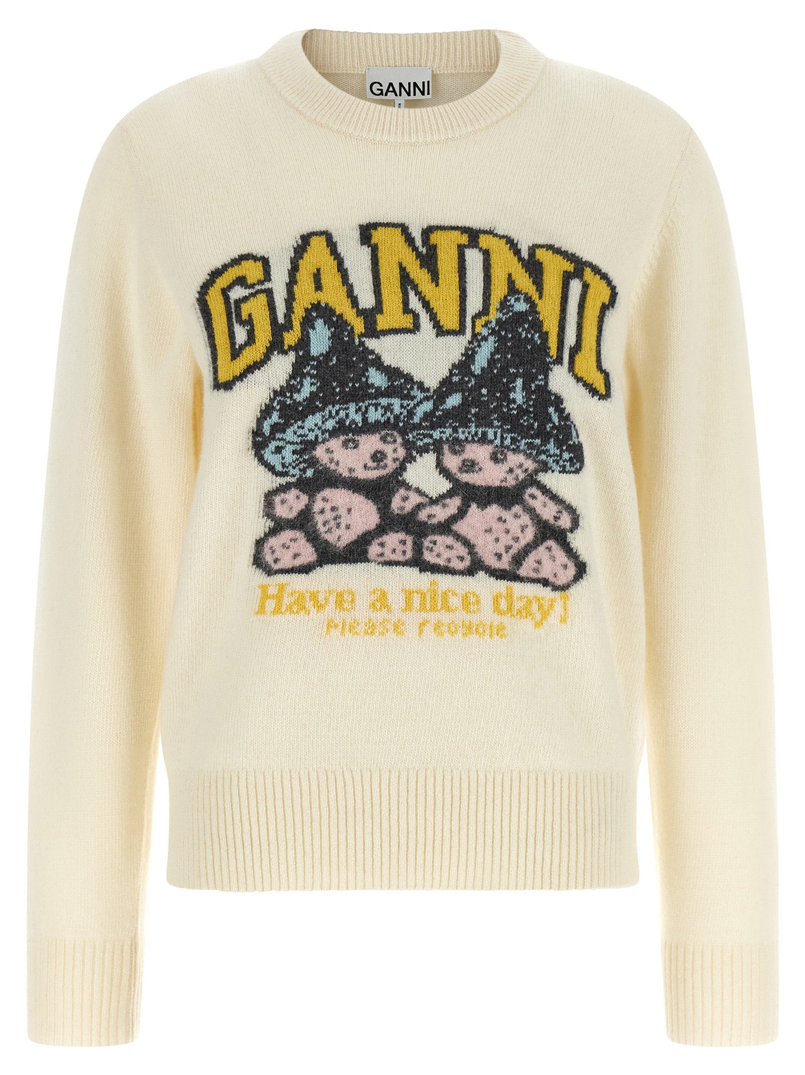 Ganni Sweater With Intarsia – 79% wo, 20% pa, 1% wa
