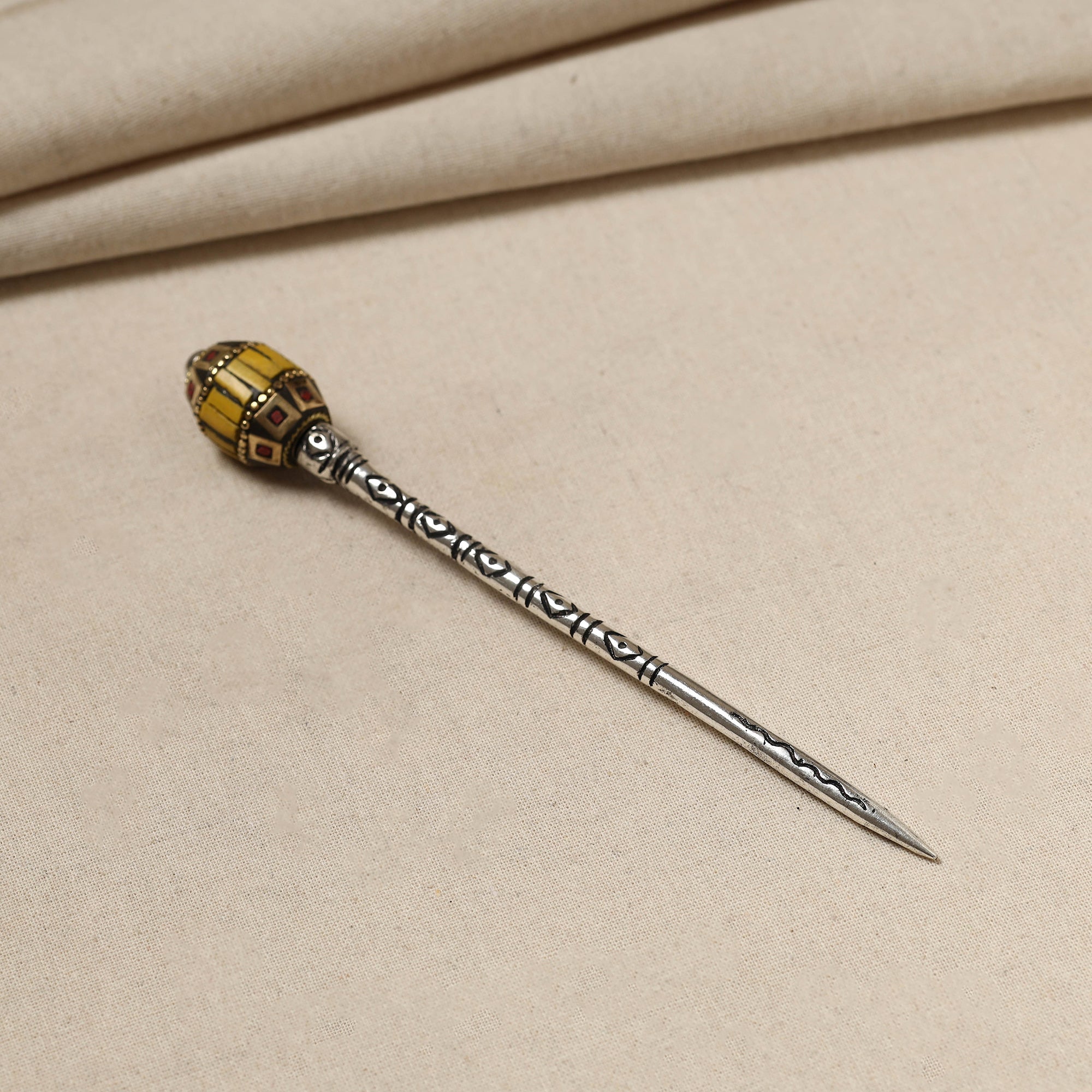 WHITE RIVER STORIES Antique Finish Oxidised German Silver Juda Stick