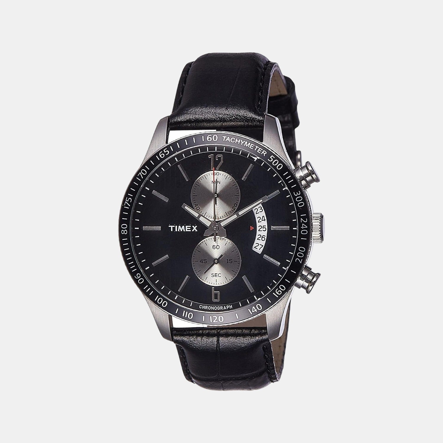 Timex E Class Men Quartz Black Dial Chronograph Leather Watch TWEG14900