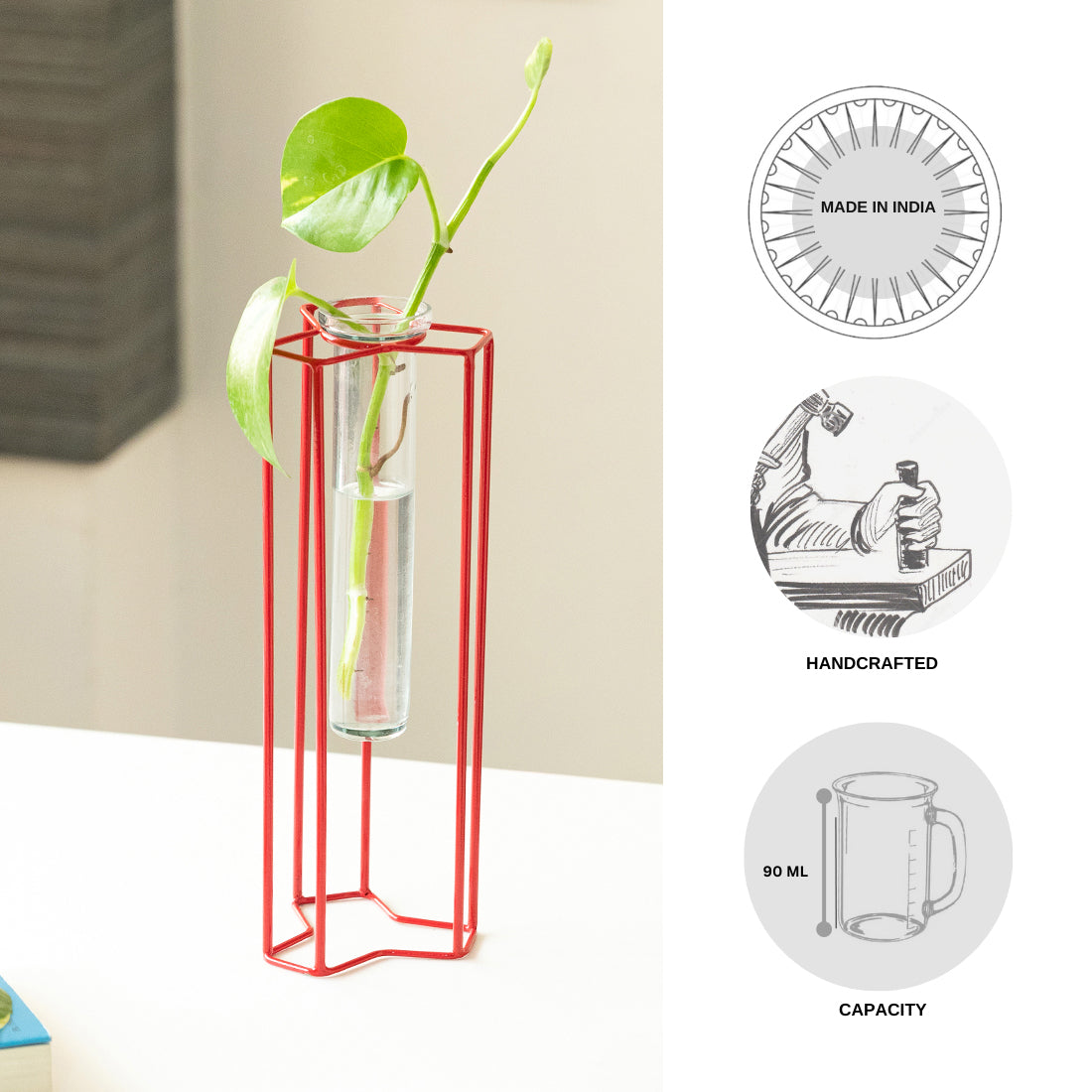 EXCLUSIVELANE 'Modern Glass Garden' Test Tube Table Planter/Vase (10 Inch, Red) - view 8