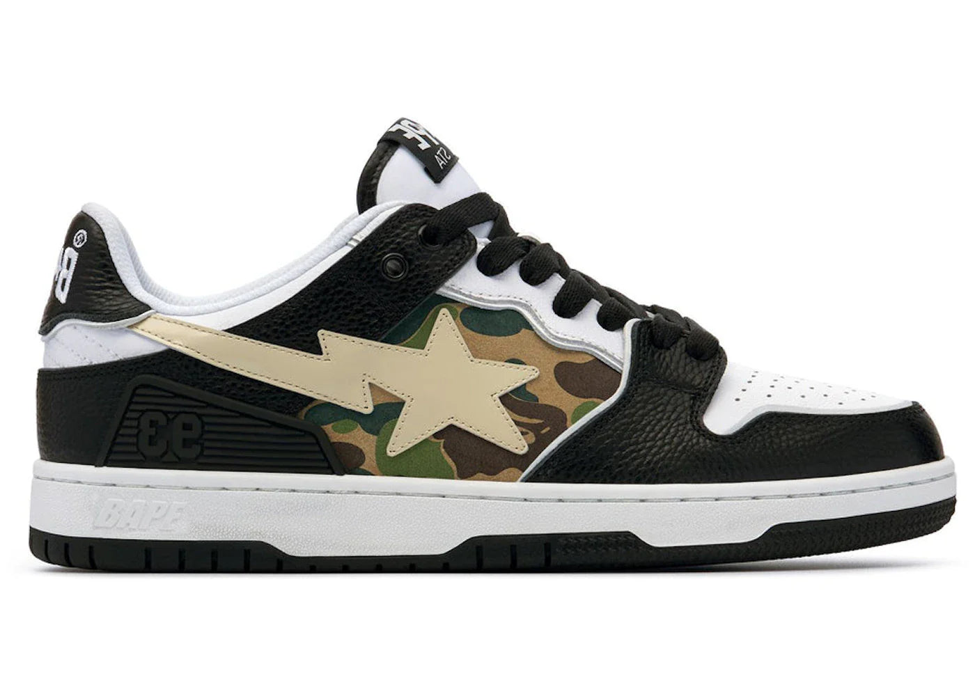A Bathing Ape Bape SK8 Sta Black White Embroidery Heel Patch