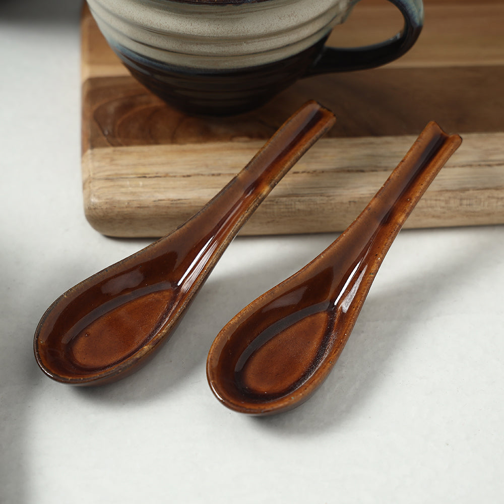 HAVELI CHRONICLES Brown - Ceramic Cups with Spoon (Set of 4, 300 ml) - view 4
