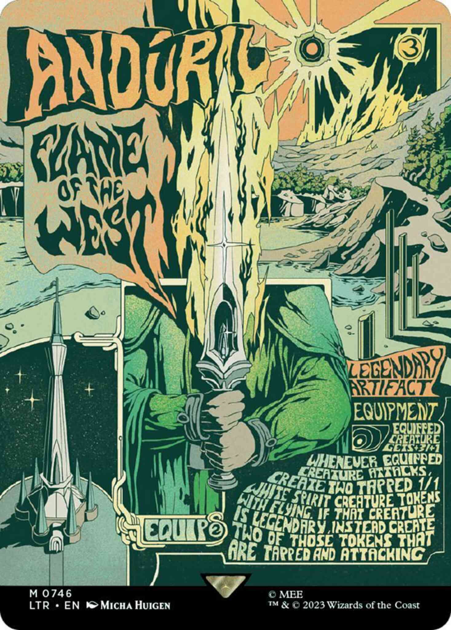 West 746 borderless – Magic Andúril, Flame of the West [746] [Borderless] [Poster] [The Lord of the Rings: Tales of Middle-earth] [Non-Foil]